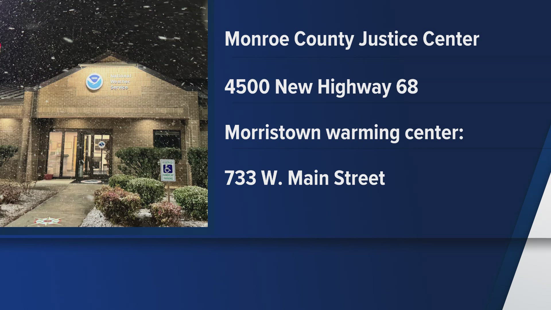 Several warming centers will be open to the public on Tuesday through Thursday as an icy cold front brings low temperatures this week. 