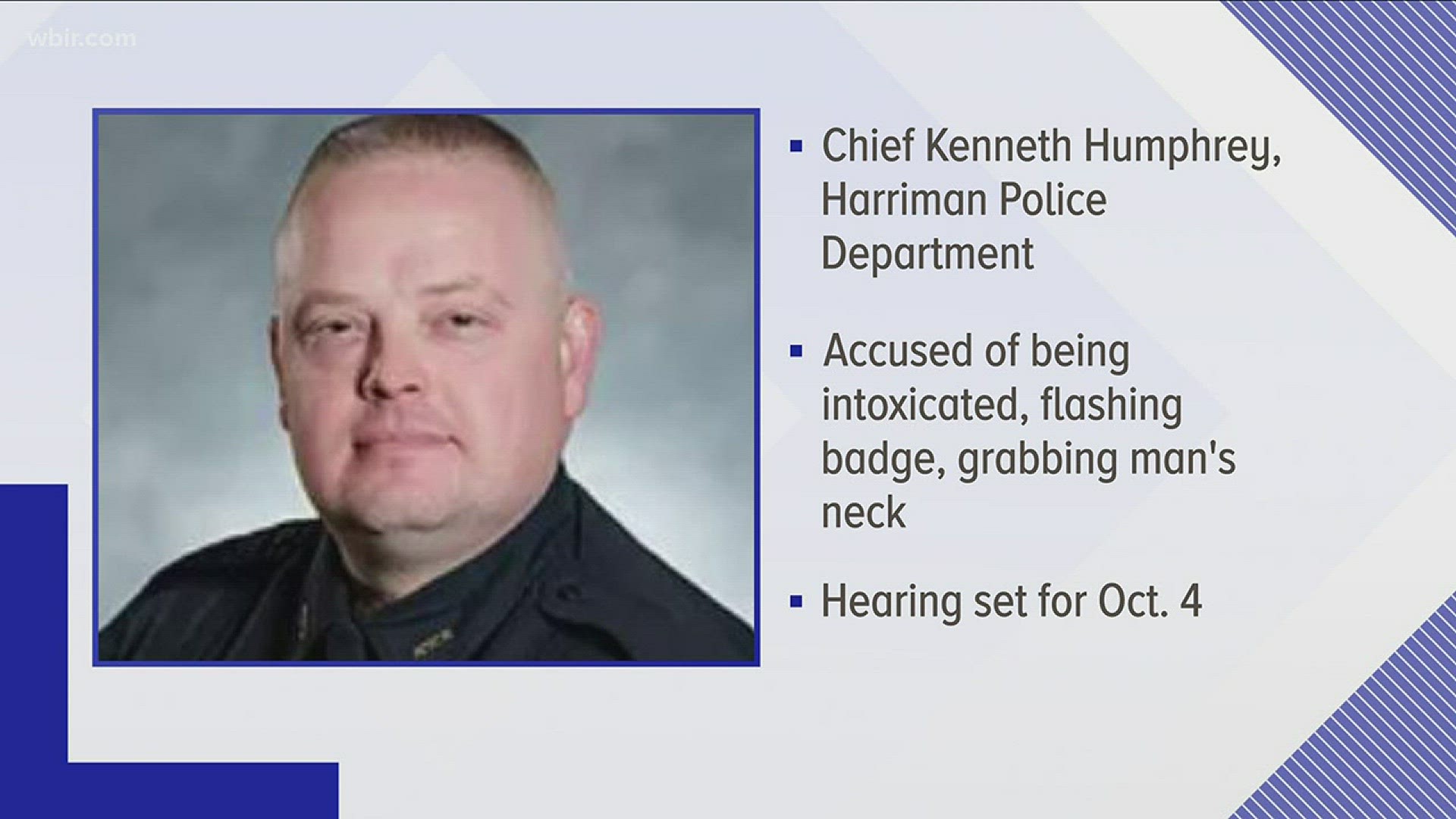 Harriman's acting police chief Kenneth Humphrey has been accused of misdemeanor assault after Oak Ridge police officers said he was drunk at a bar when he accused two men of being gang members and assaulted one of them in a parking lot.