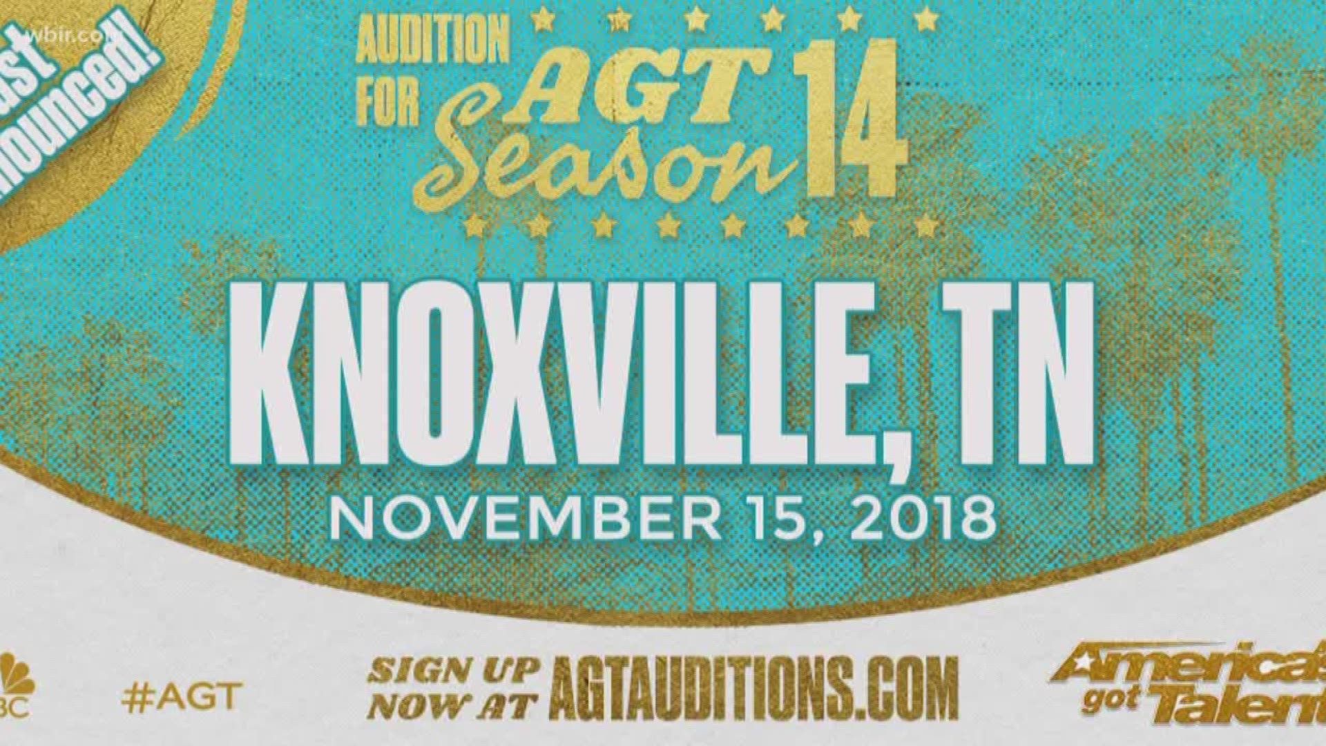 For the first time ever, NBC's "America's Got Talent" will host auditions in East Tennessee. The auditions are at the Knoxville Convention Center on Thursday, November 15,  2018. Doors open at 7am. You're encouraged to sign up at agtauditions.com and sub