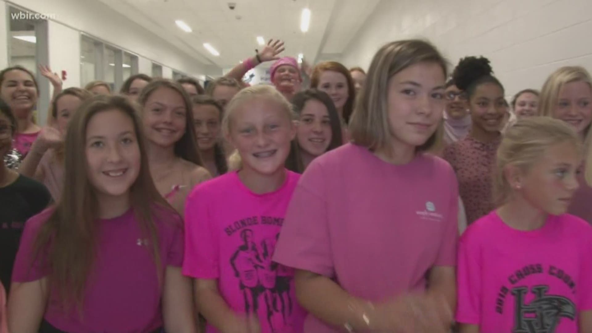 Students wore pink, sold wristbands and made posters to promote breast cancer awareness