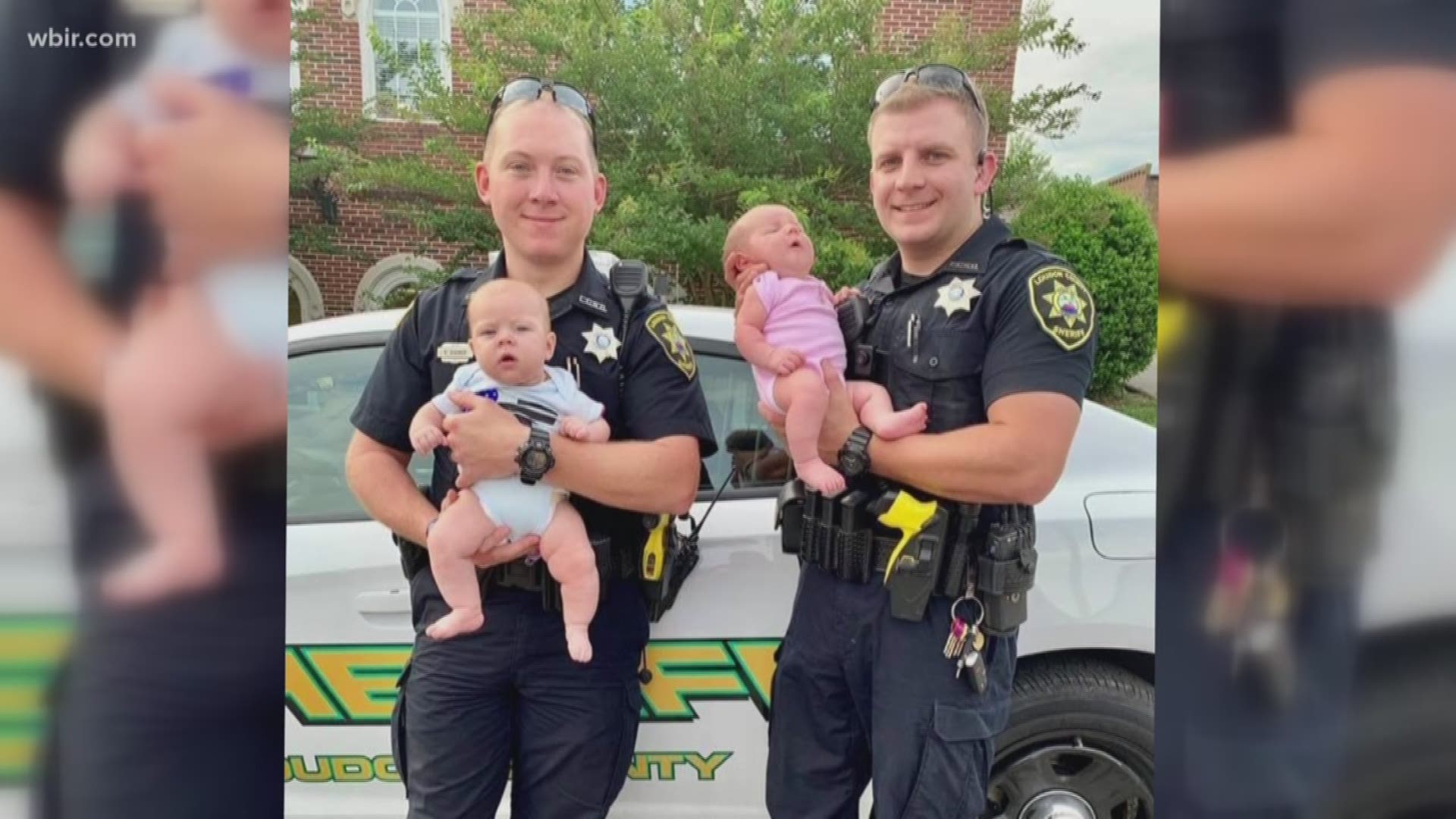 Loudon County Sheriff's Office shared on their Facebook page a recent photo  Deputies Brandon Dishner and Cole Rogers showing off their new daughters. A big congratulations to these new pops. June 18, 2019-4pm.