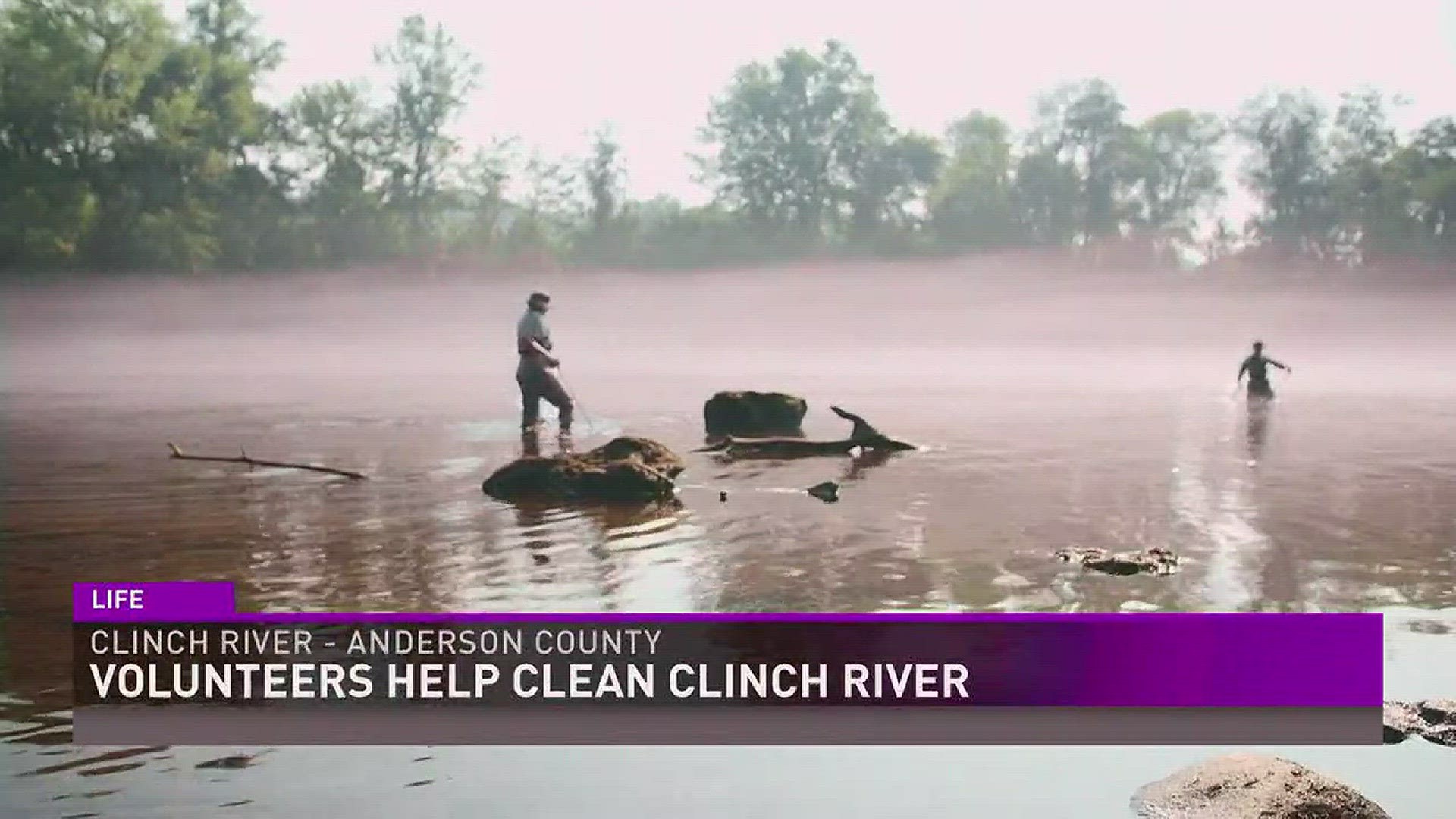 Volunteers cleaned up the waters and shore of the Clinch River early Saturday morning.