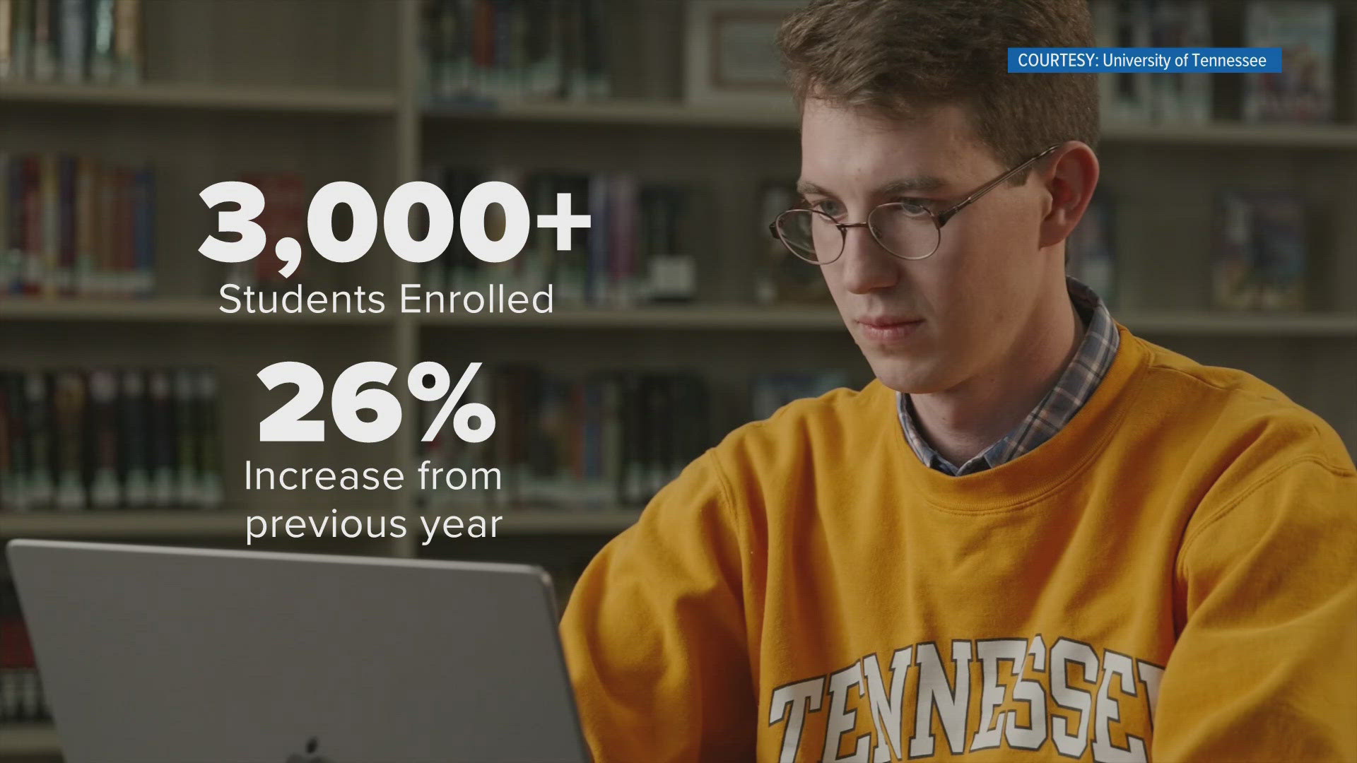 UT admissions numbers show more than 3-thousand students enrolled online last semester--that's up 26-percent from the previous year.