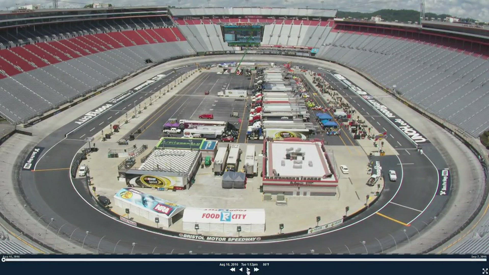 Watch as workers transform the race track into the football field for the Vols' Battle at Bristol with Virginia Tech.