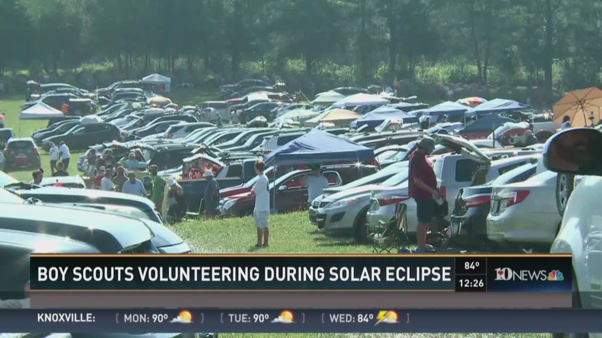 Boy Scouts from Lenoir City chose to do their part to help out during the eclipse by directing traffic at Tsali Notch Vineyard.