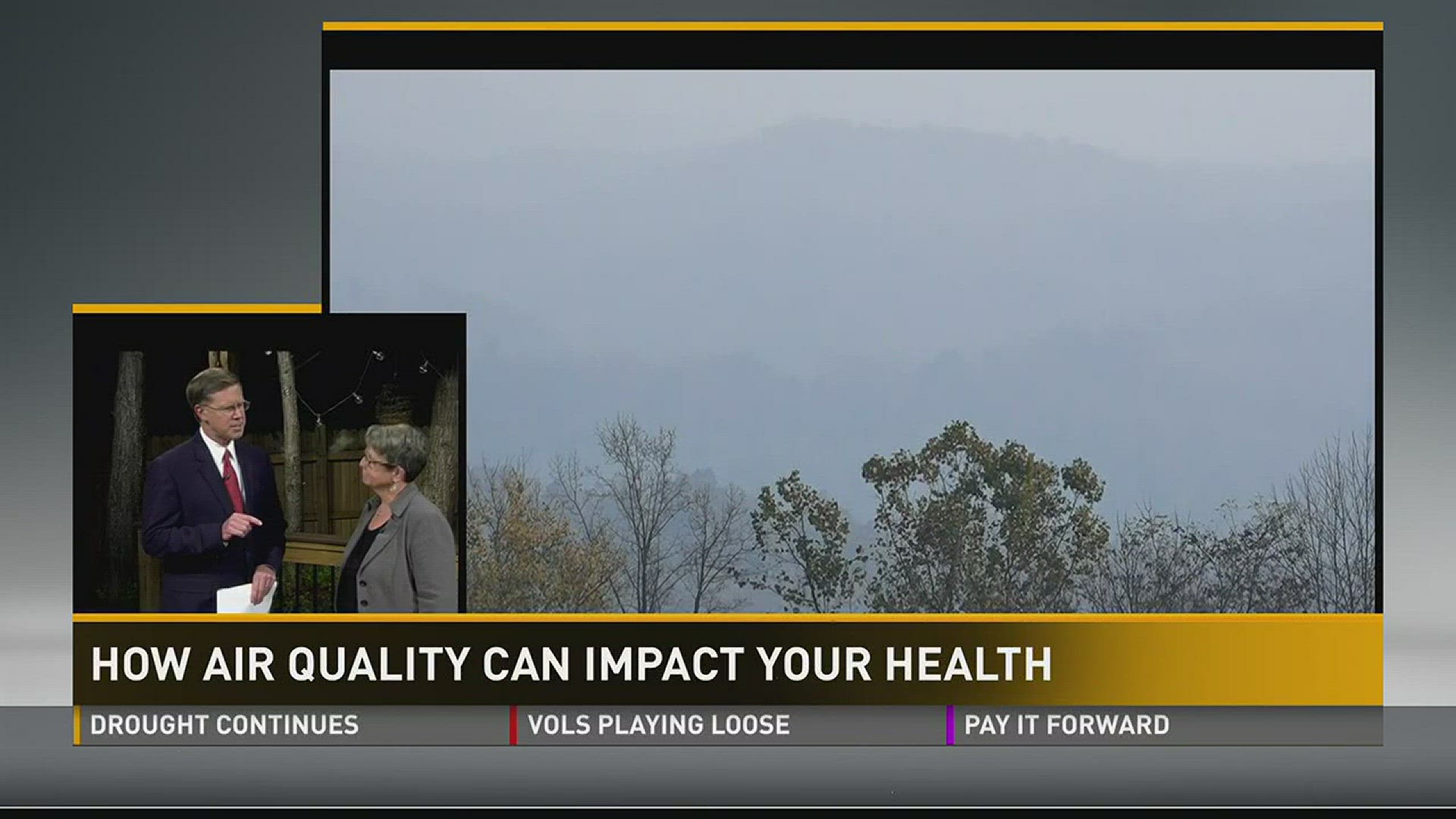 Nov. 8, 2016: East Tennessee is still under an Air Quality Alert Tuesday. Dr. Martha Buchanan with the Knox County Health Department explains how the air quality can impact your health.