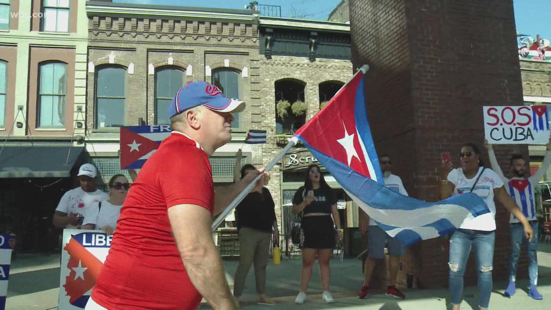 An event, titled 'Patria y Vida', took place in Knoxville Thursday evening in Market Square. Close to two dozen people showed up with signs and flags.