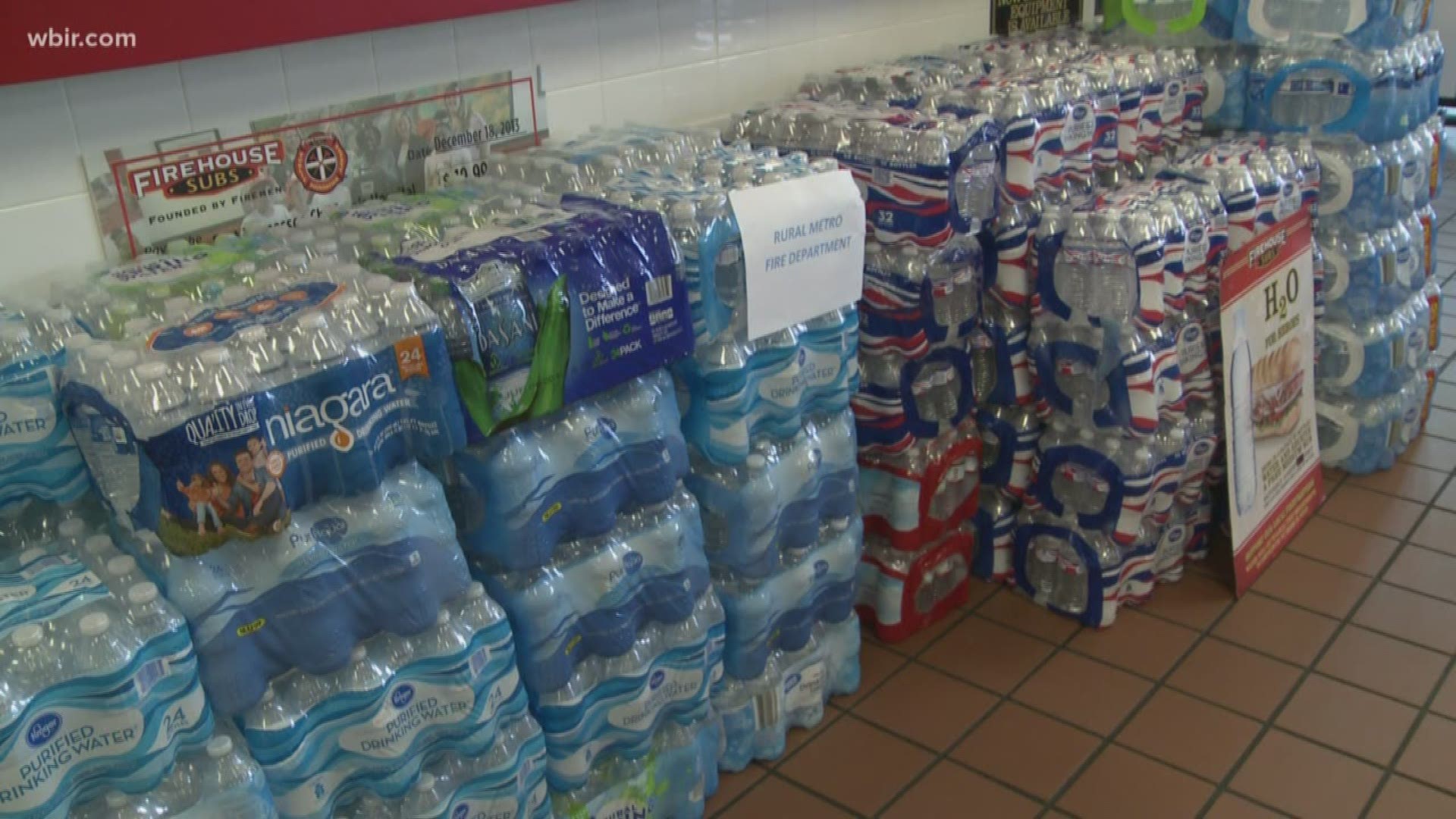 First responders in Knoxville are getting cases of water to help them continue to save lives.