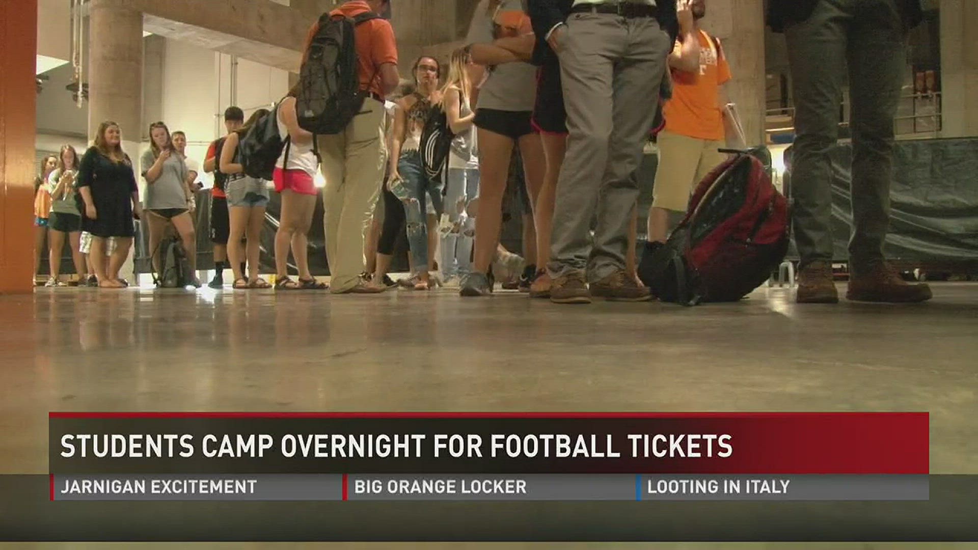 University of Tennessee students lined up outside of Thompson-Boling Arena from Monday night into Tuesday morning to claim their Battle at Bristol tickets.