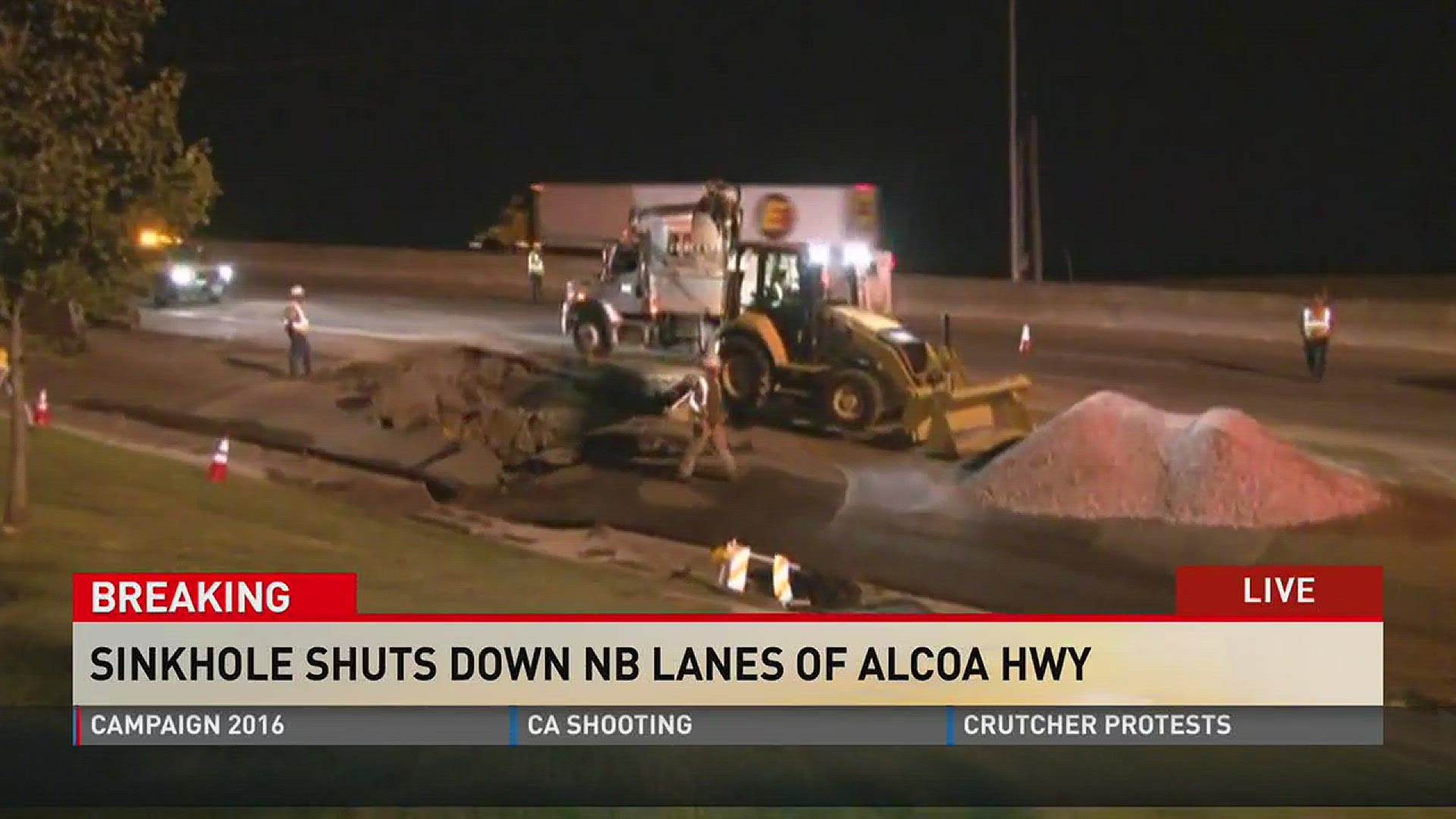 All northbound lanes of Alcoa Highway just north of the University of Tennessee Medical Center are closed Wednesday morning due to a sinkhole and water main break.