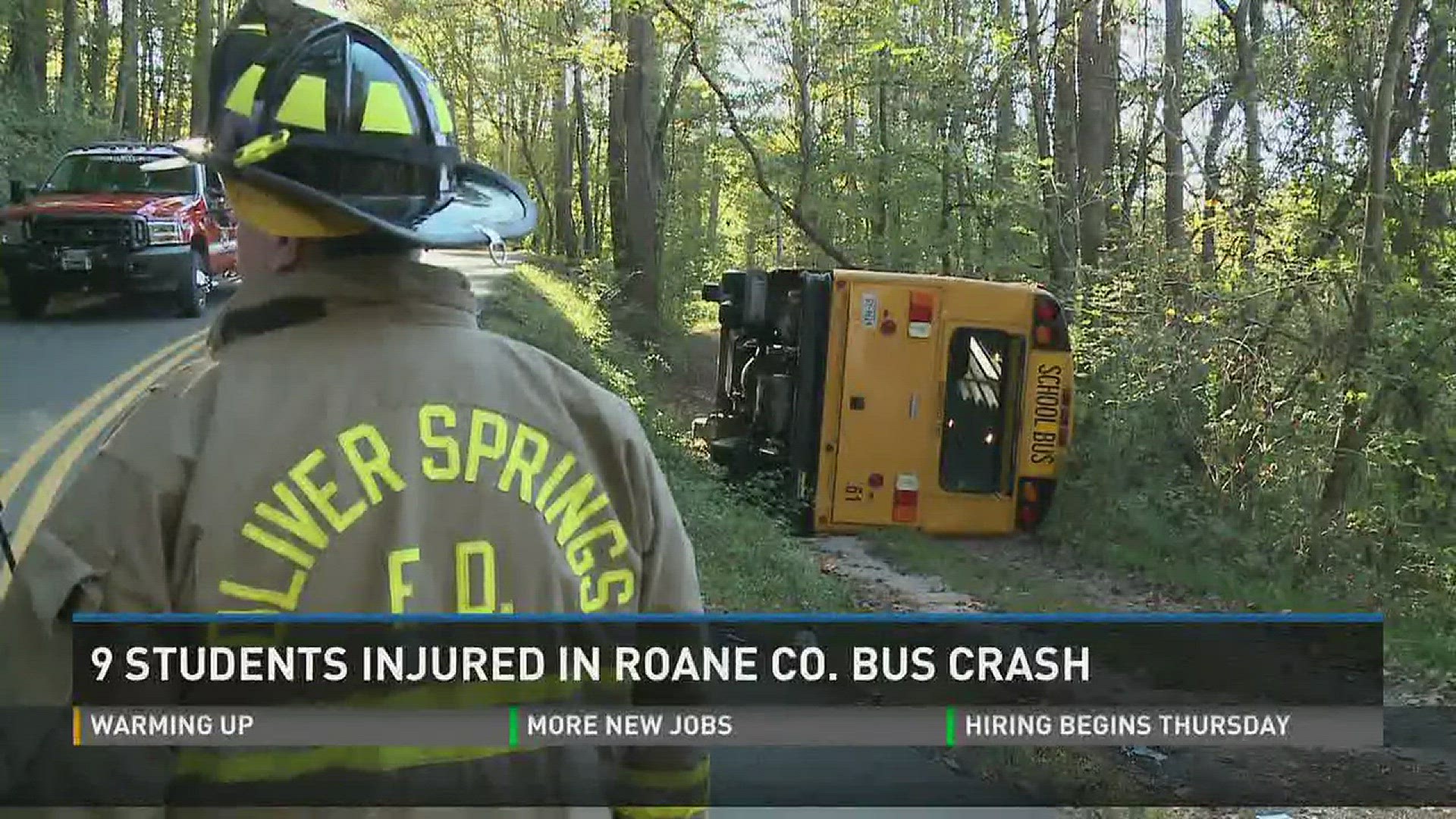 Twenty-two students were riding on a Roane County bus that went off a winding road Wednesday afternoon. Nine were taken for treatment. Oct. 21, 2015