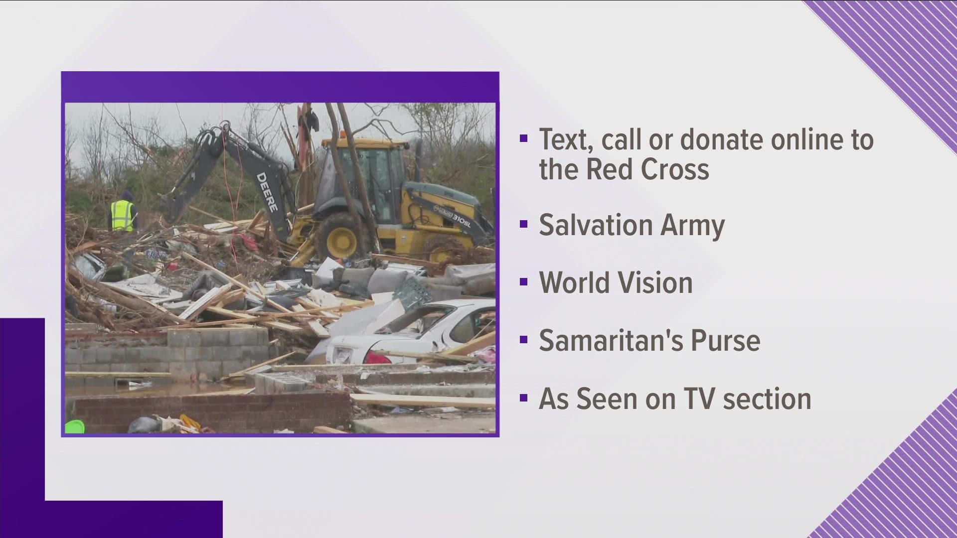 There are several ways you can help people hit by those weekend storms. The Red Cross, the Salvation Army, Samaritan's Purse and World Vision all have donation needs