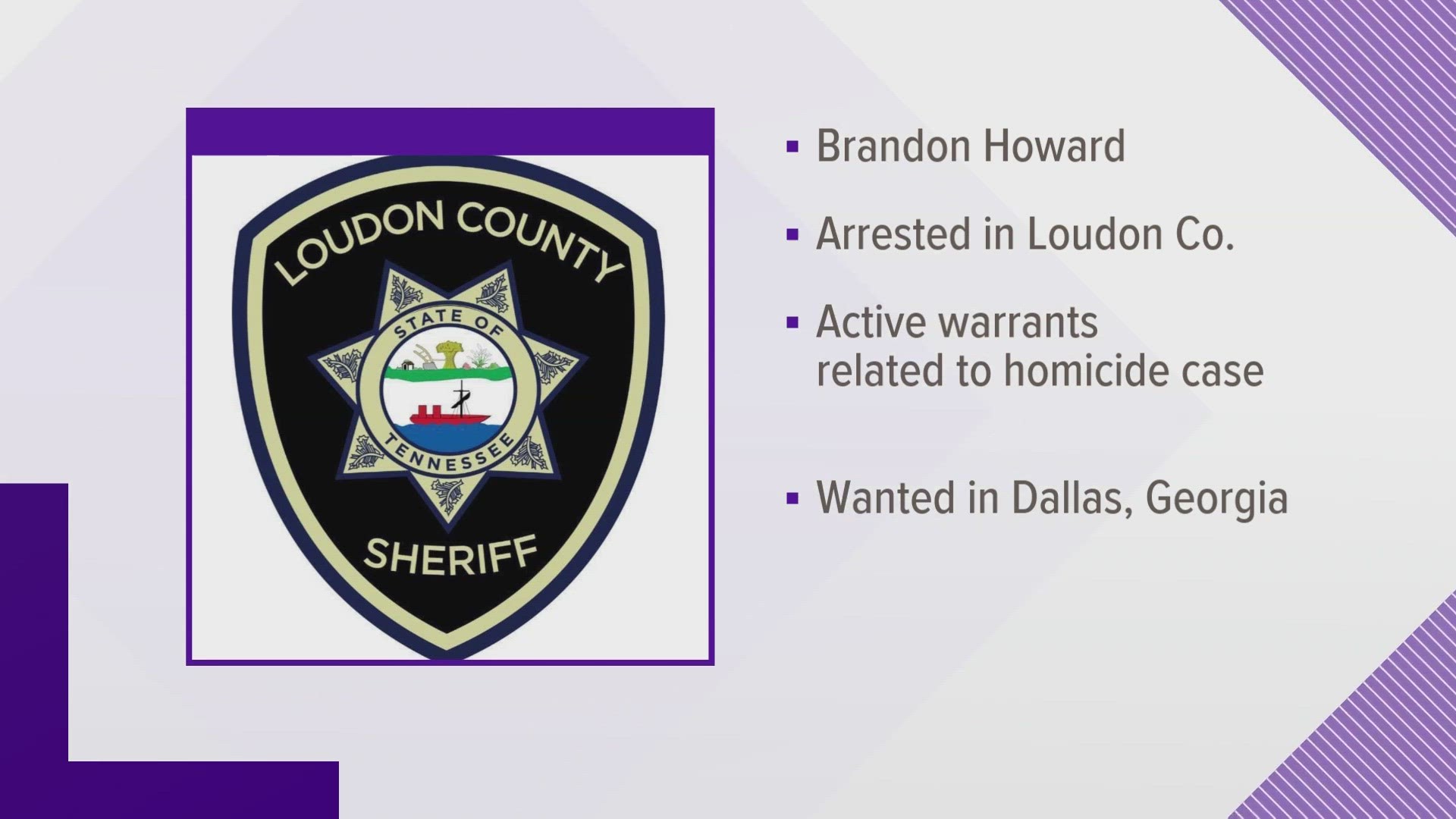 Brandon Howard was taken into custody after trying to run from a home in Loudon.