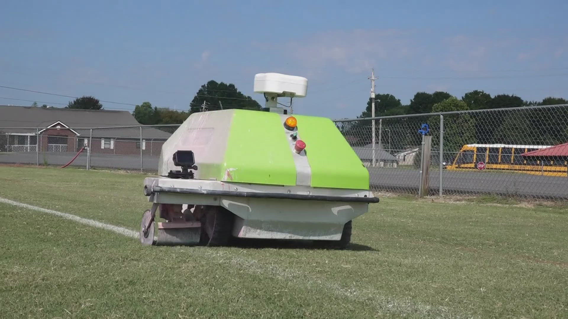 Cocke County's football field is being painted by a robot after the school system bought it following a presentation from a company.