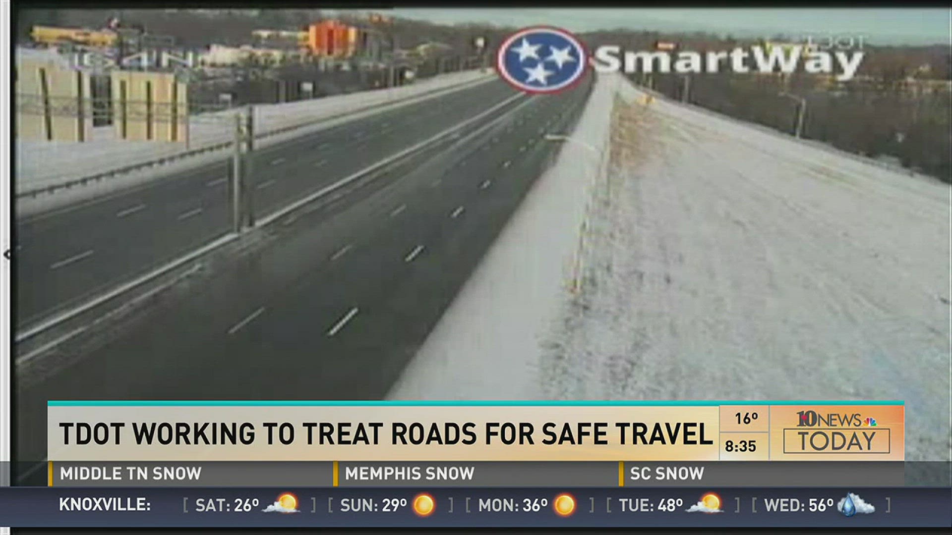 How the Tennessee Department of Transportation is treating the roadways on Saturday morning.
