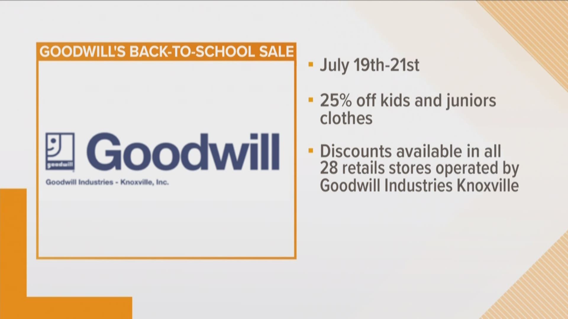 Goodwill wants to help you cut costs on back to school clothes. 10News Reporter Yvonne Thomas is live with more on the three day Back-to-School sale starting tomorrow.