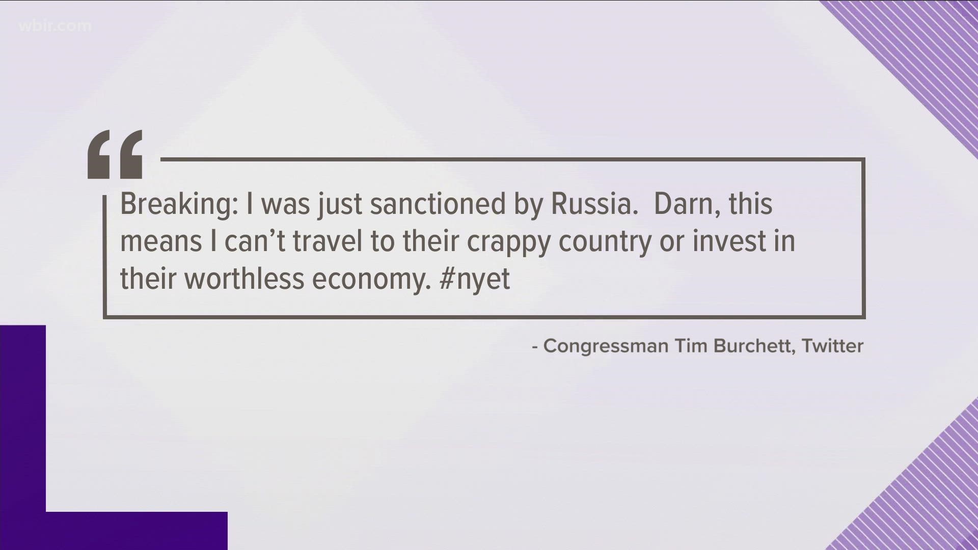 Eight of Tennessee's members of Congress were blacklisted by Russia in sweeping sanctions.