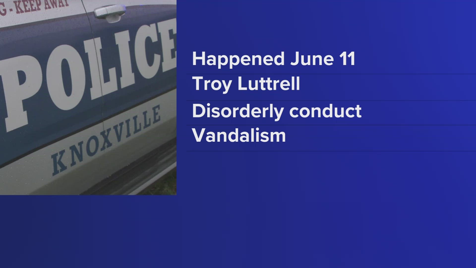 Authorities said Troy Luttrell, 69, was found "beating a large metal pole against the railing of the church."