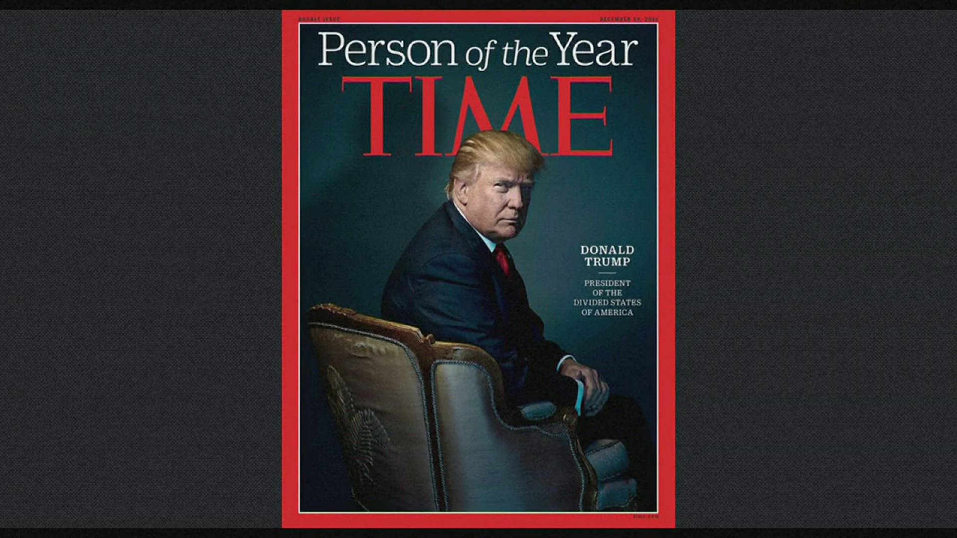 TIME named U.S. President-elect Donald Trump its person of the year on NBC's Today Show on Wednesday morning.