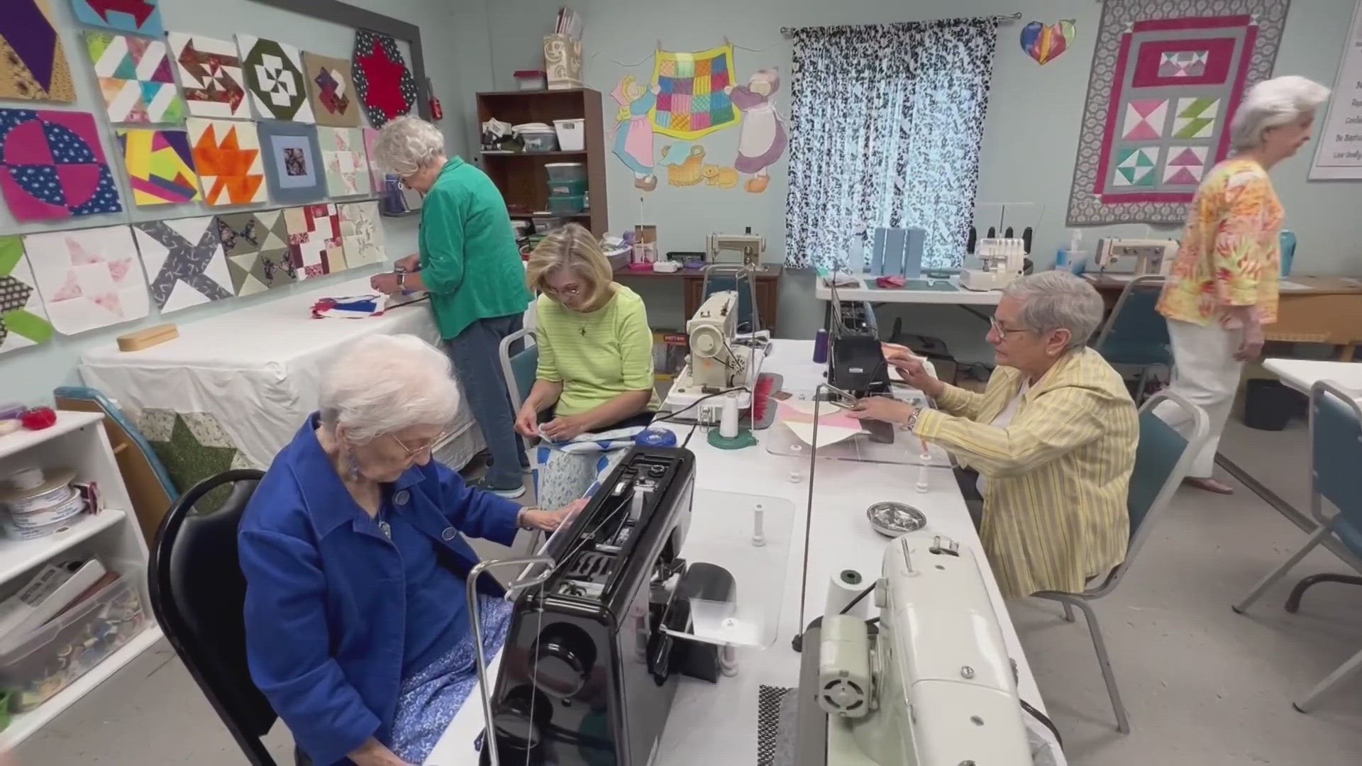 The group meets weekly and has made quilts for newborns, patients receiving dialysis, Alzheimer's patients and cancer patients.
