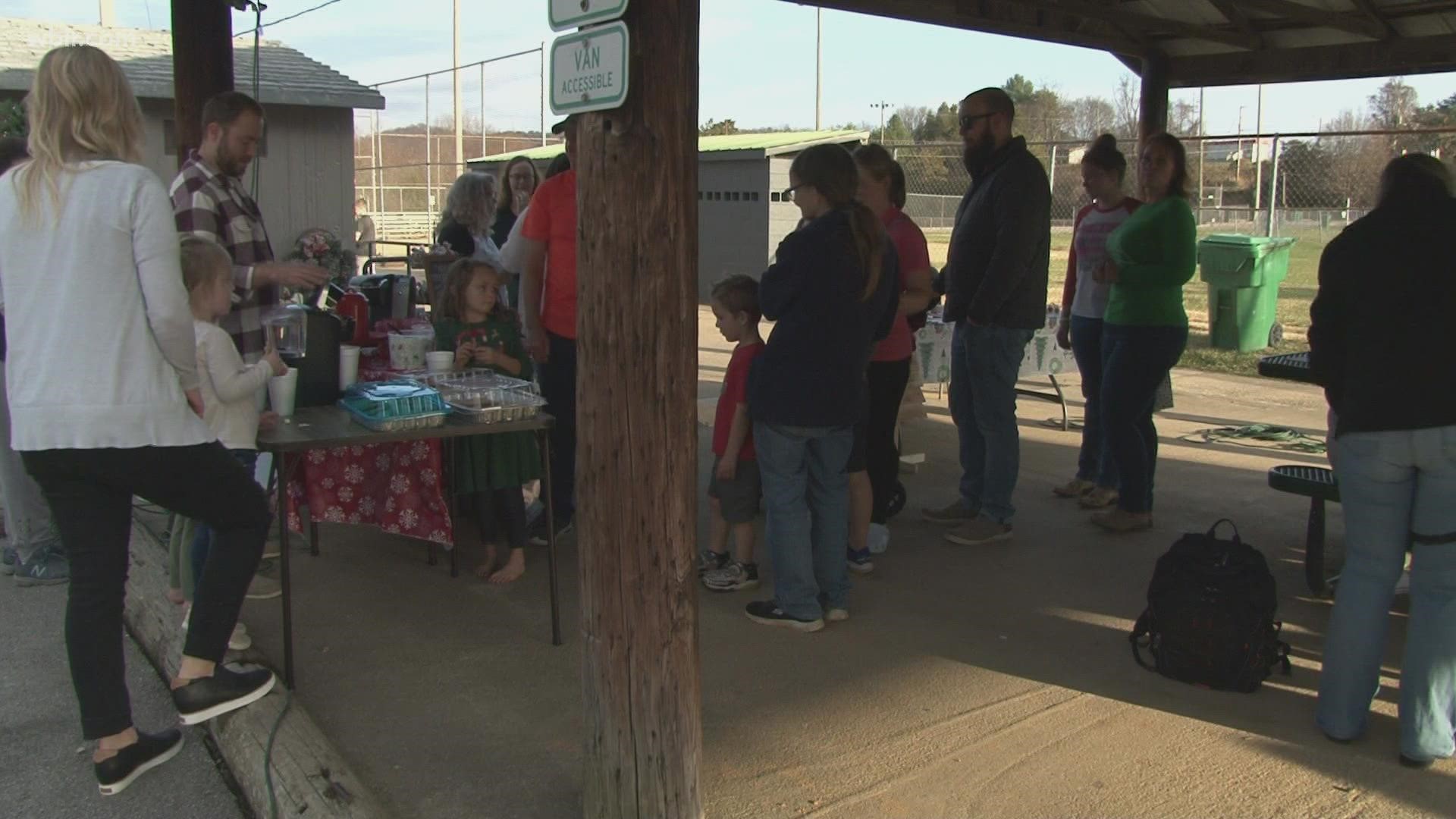 Liam Gossett set up his hot chocolate stand for the second year in a row, raising money to help foster kids for Christmas.