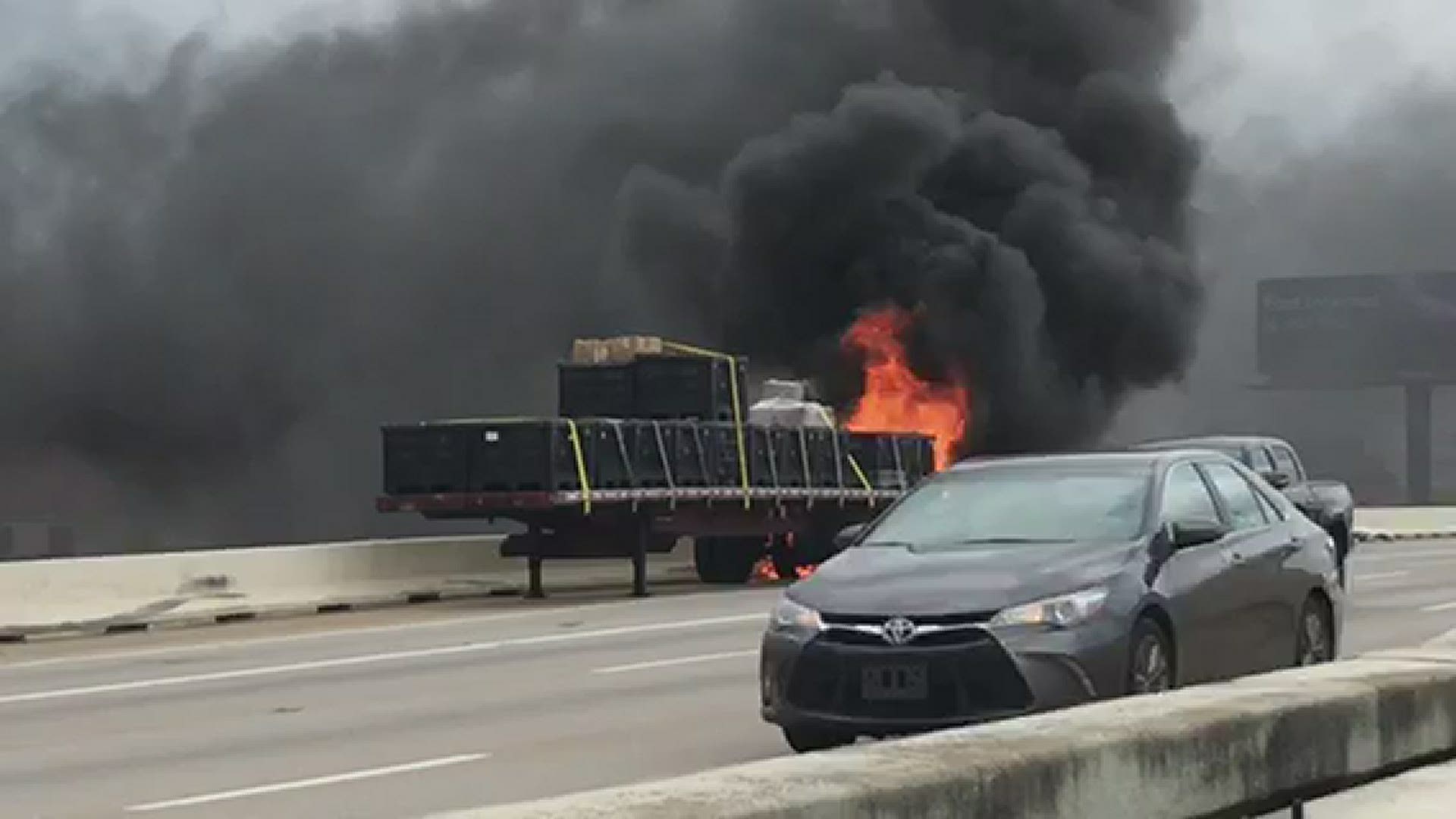 A cargo fire broke out on I-40 East Thursday afternoon, near James White Parkway.