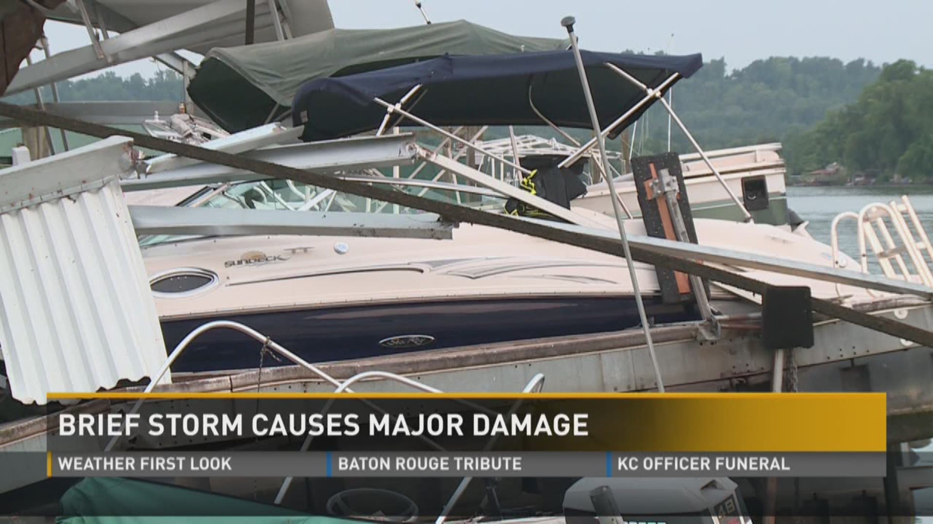 Winds from a pop-up storm causes severe damage to a dock club house in East TN