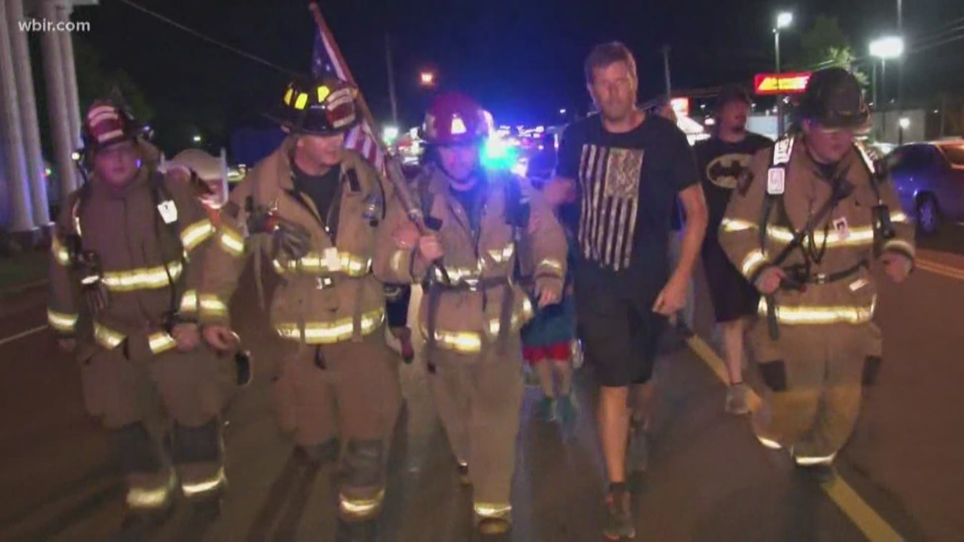 An East Tennessee man honored victims from the 9/11 attacks by running all day in full firefighter gear.