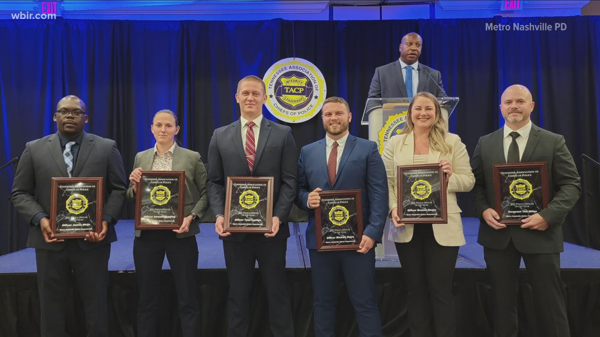 Police officers who helped evacuate people on Christmas Day in Nashville, before a vehicle exploded, were named police officers of the year.