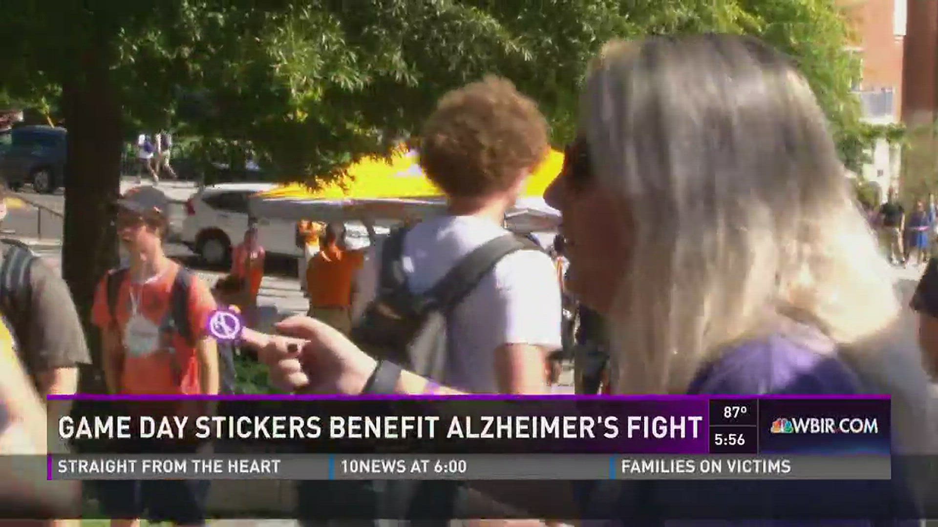 Sept. 23, 2016: UT student government handed out eye black stickers on campus Friday that raise money and support for the Pat Summitt Foundation.