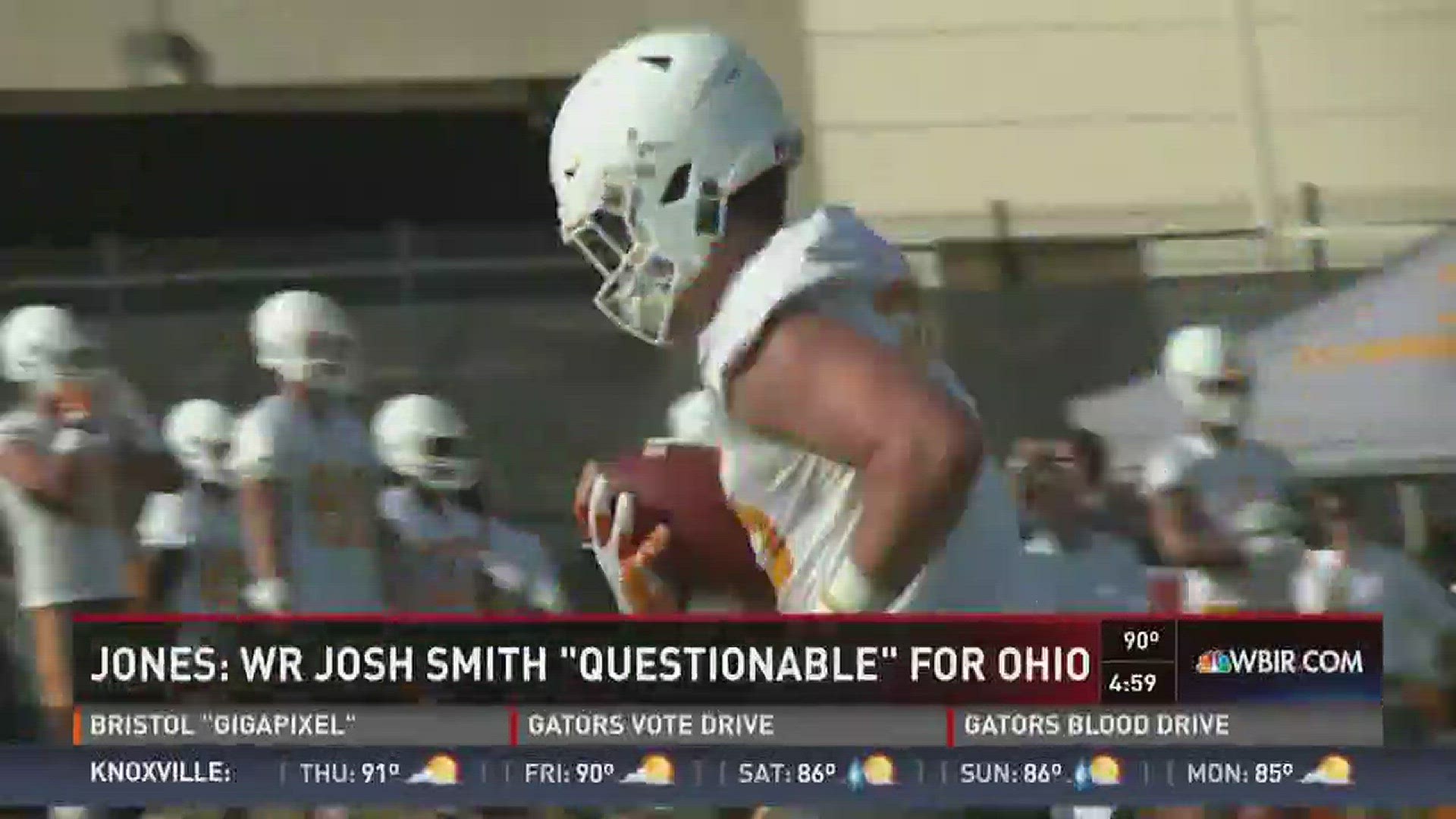 Tennessee Vols wide receiver Josh Smith is questionable for Saturday's game against Ohio.