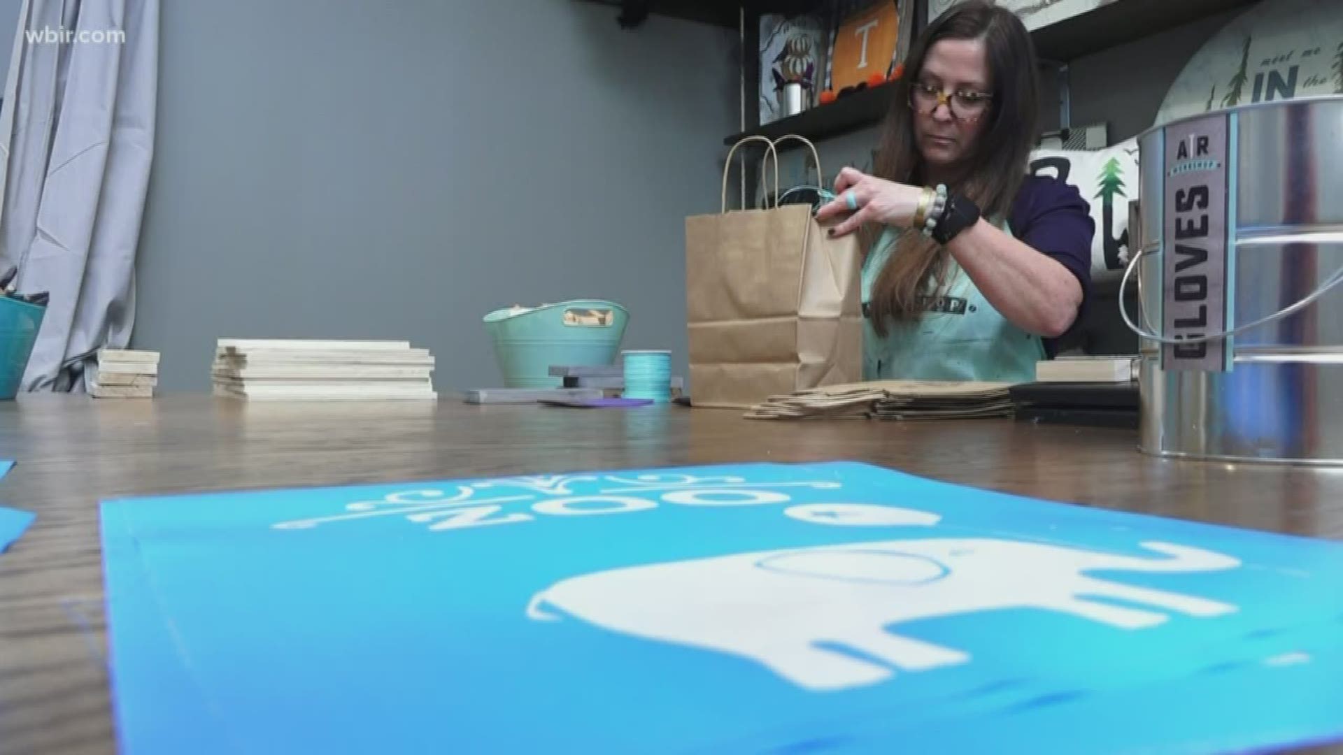 Amy Thomas owns AR Workshop. She hopes the bags will keep families entertained and her business afloat.