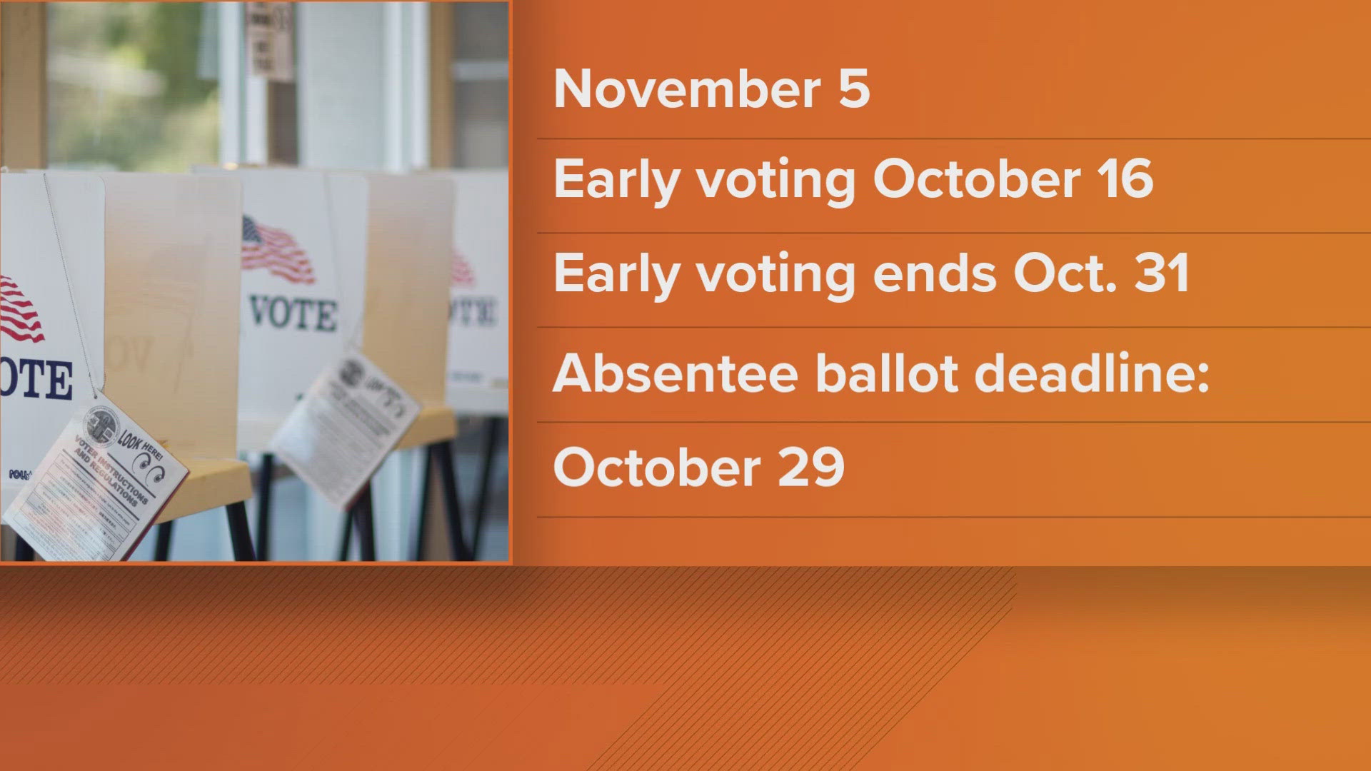 Tomorrow is the last day to register to vote for the November election. The state and federal general election is Tuesday, November 5th.