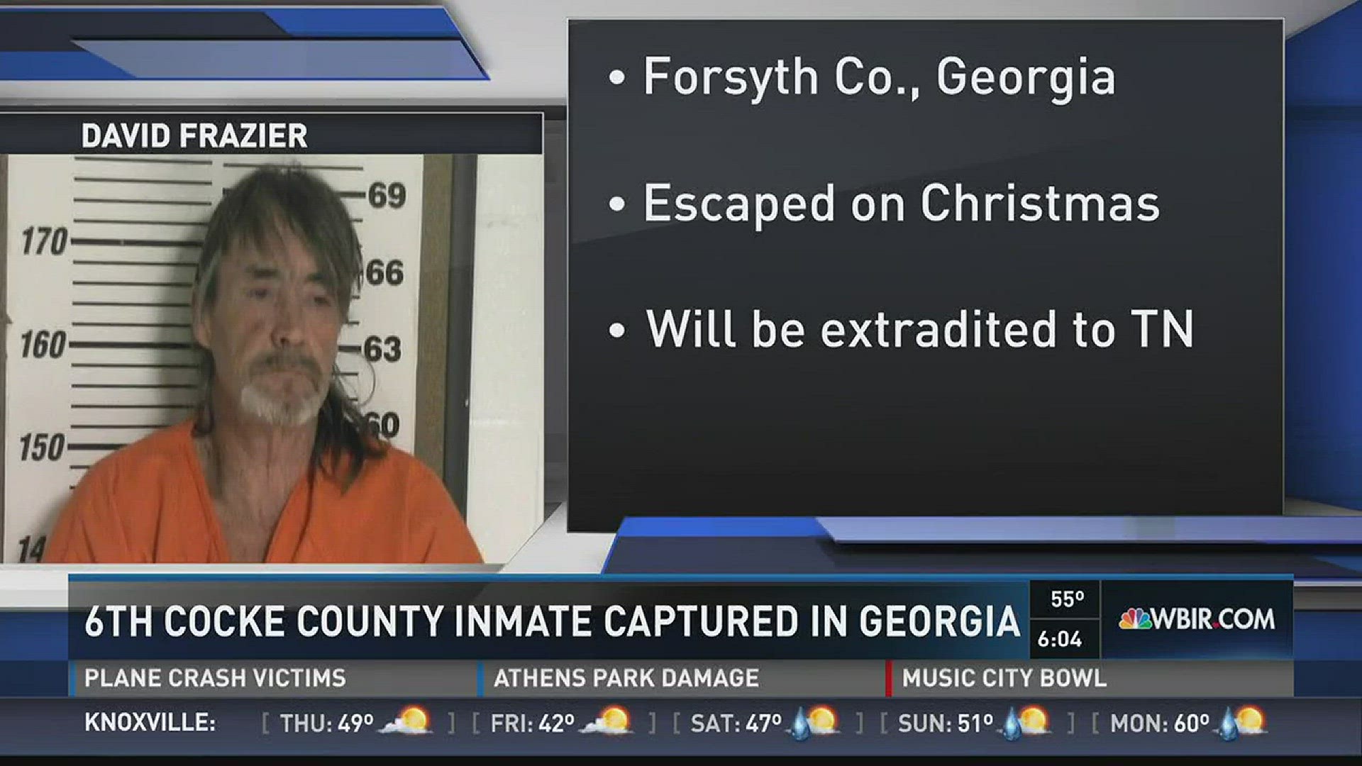 Dec. 28, 2016: U.S. Marshals have captured the 6th and final Cocke County inmate who escaped from the jail annex on Christmas Day.