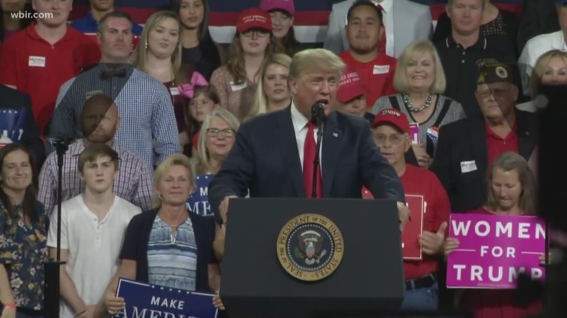The president was in Johnson City for a campaign event to support Republicans running for office in November.
