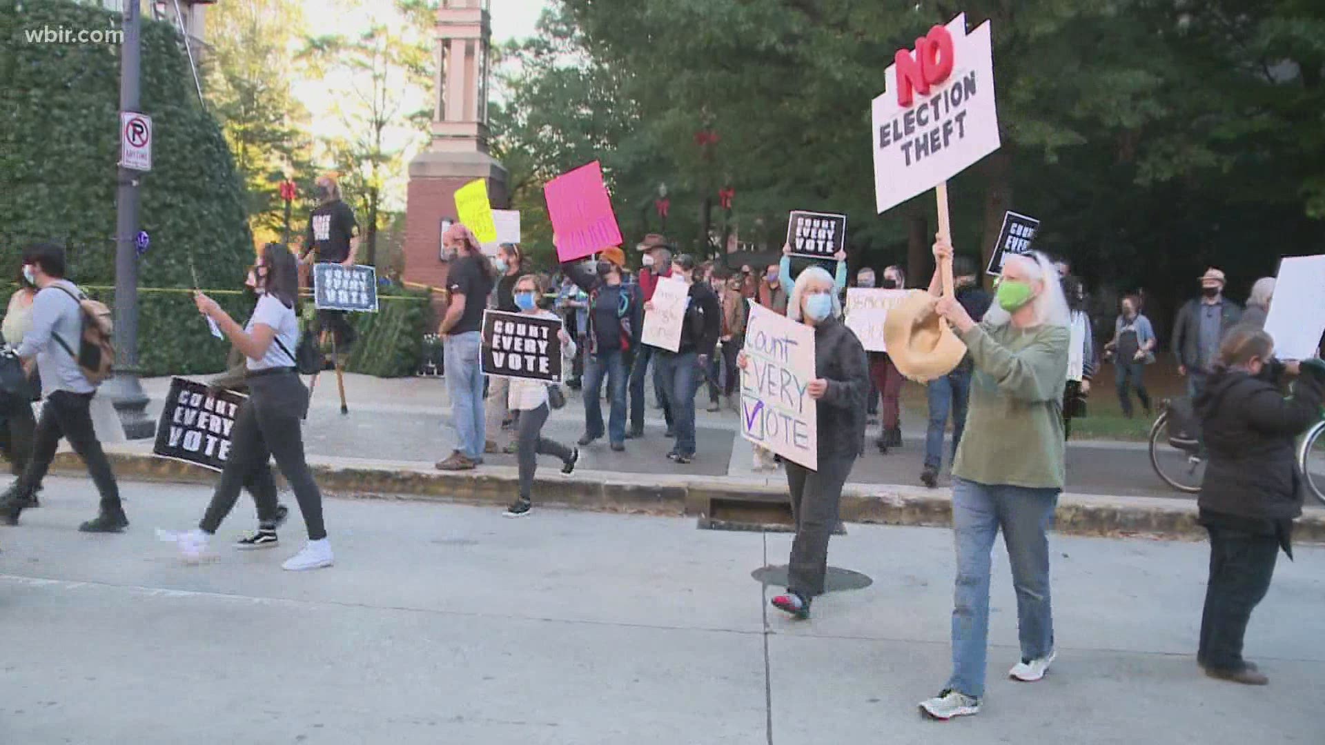 A downtown Knoxville rally called for every vote to be counted in the 2020 presidential election.