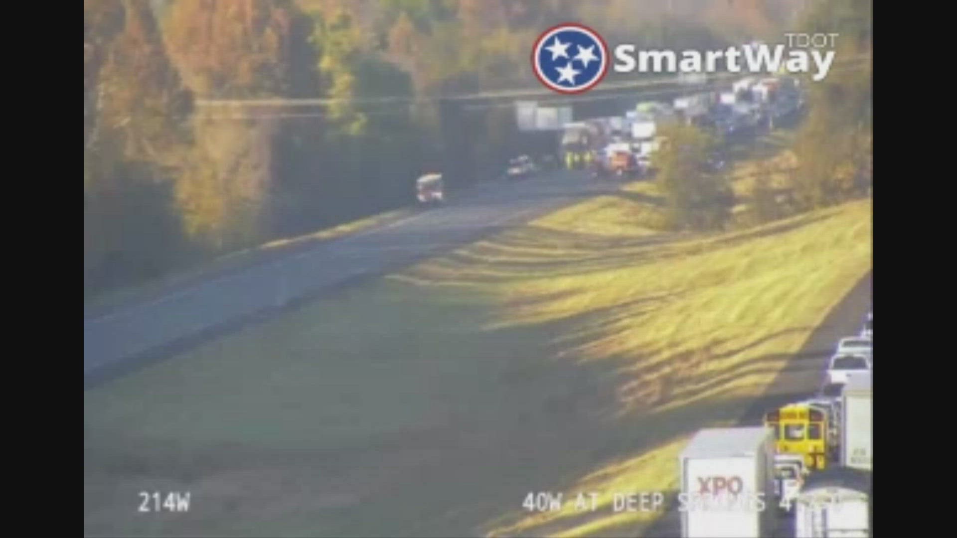 THP says a man was driving a Honda Pilot on I-40 West when he hit another S-U-V while making an improper lane change and skidded into an 18-wheeler.