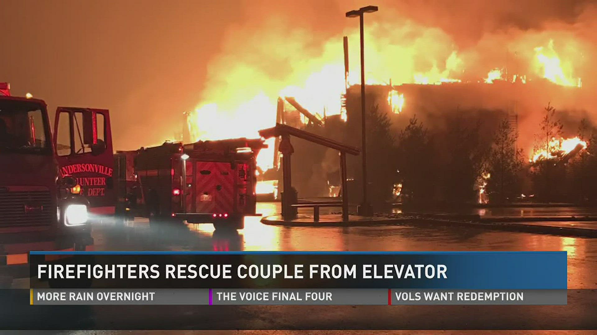 Dec. 5, 2016: A couple from Birmingham, Ala. had the chance to thank the firefighters who rescued them after they were trapped for hours inside an elevator at Westgate Resort during the Sevier County fires.