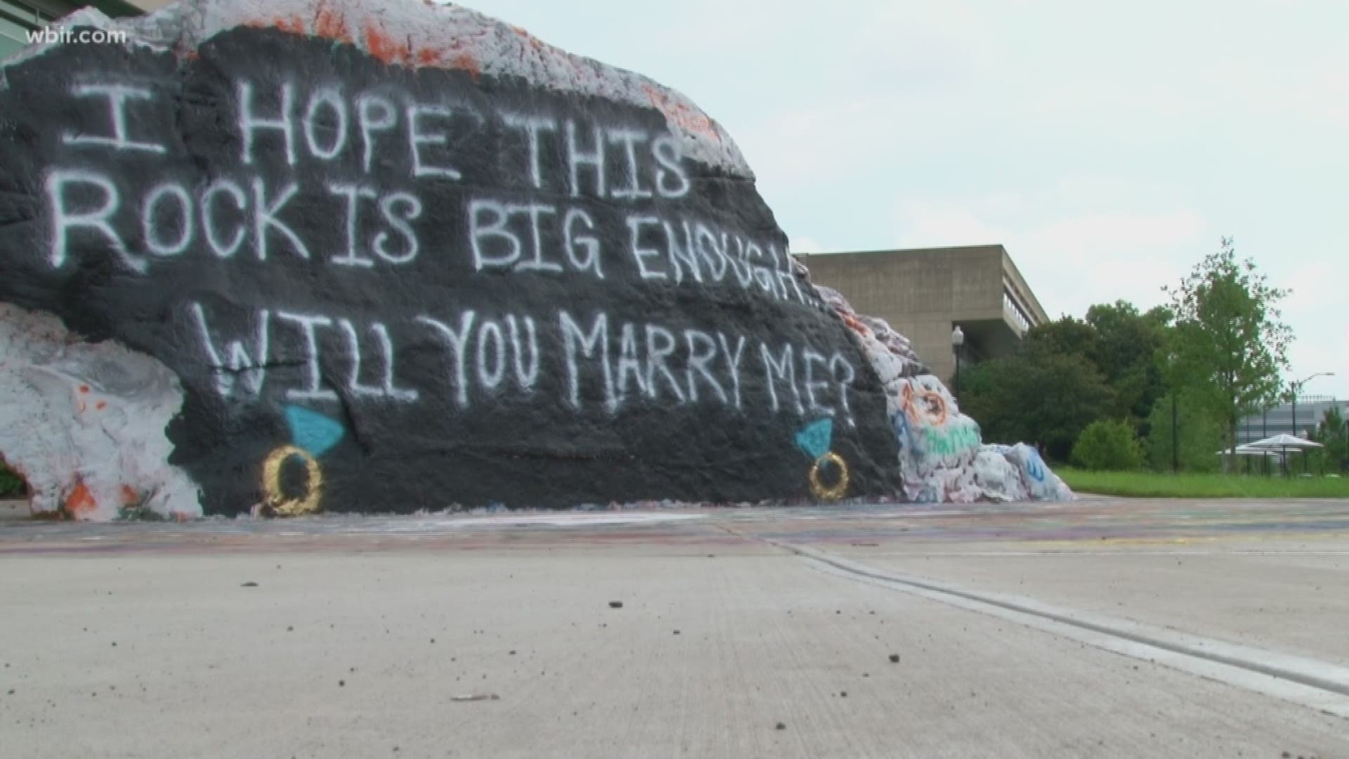 We're not sure how much paint it took - but one person used the UT Rock to ask a big question.