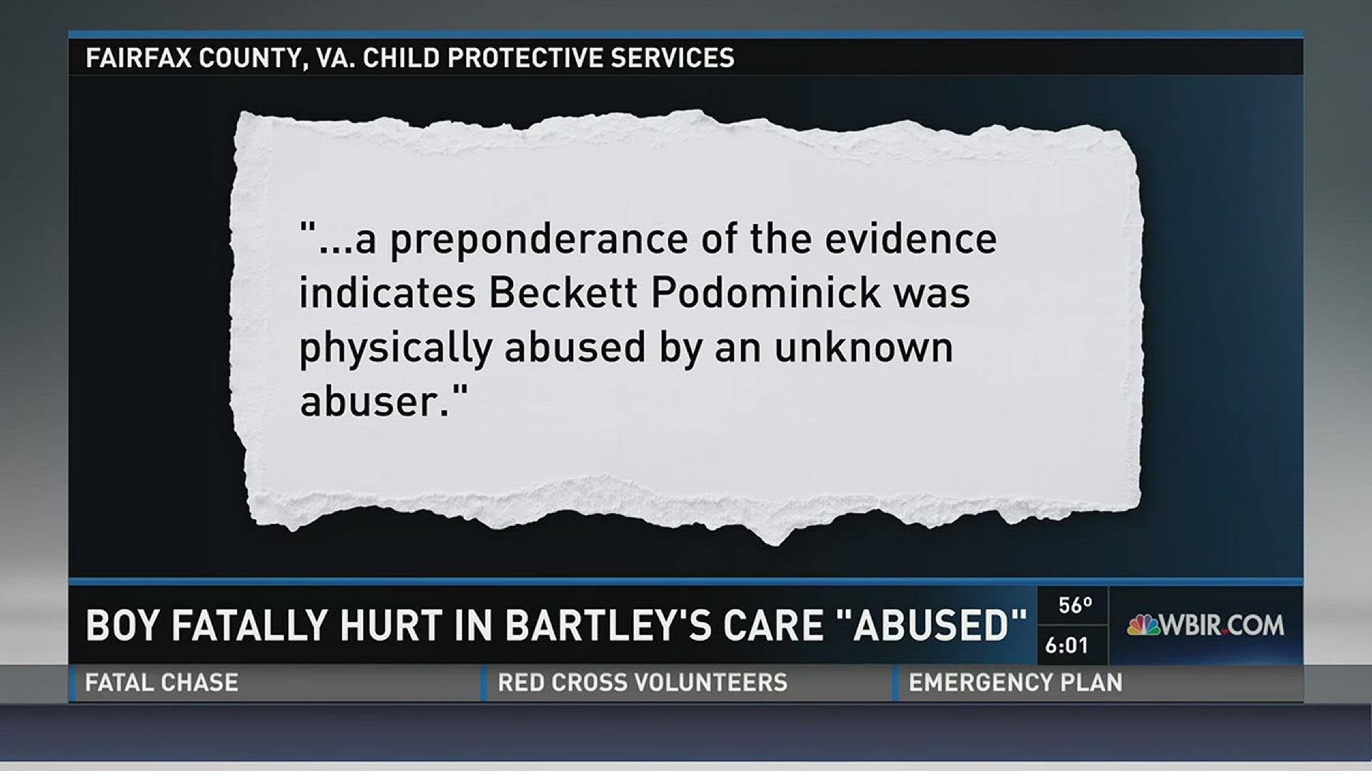 A newly revealed document raises questions about whether a 3-year-old boy who died earlier this year had suffered abuse. The boy was in Kenneth Bartley's care when his mother says he fell and suffered a fatal injury. Dec. 30, 2015