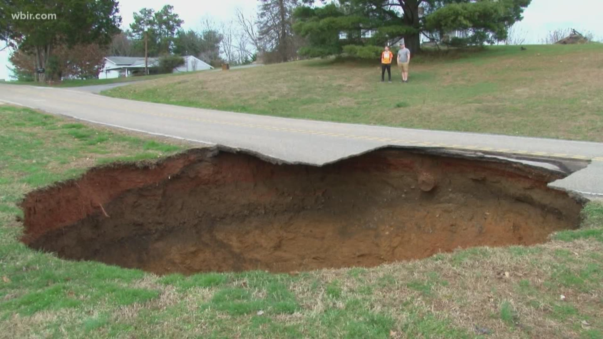 The sinkhole on Greenwell Rd. in Powell was about 25 feet wide and 60 feet deep, and still growing.