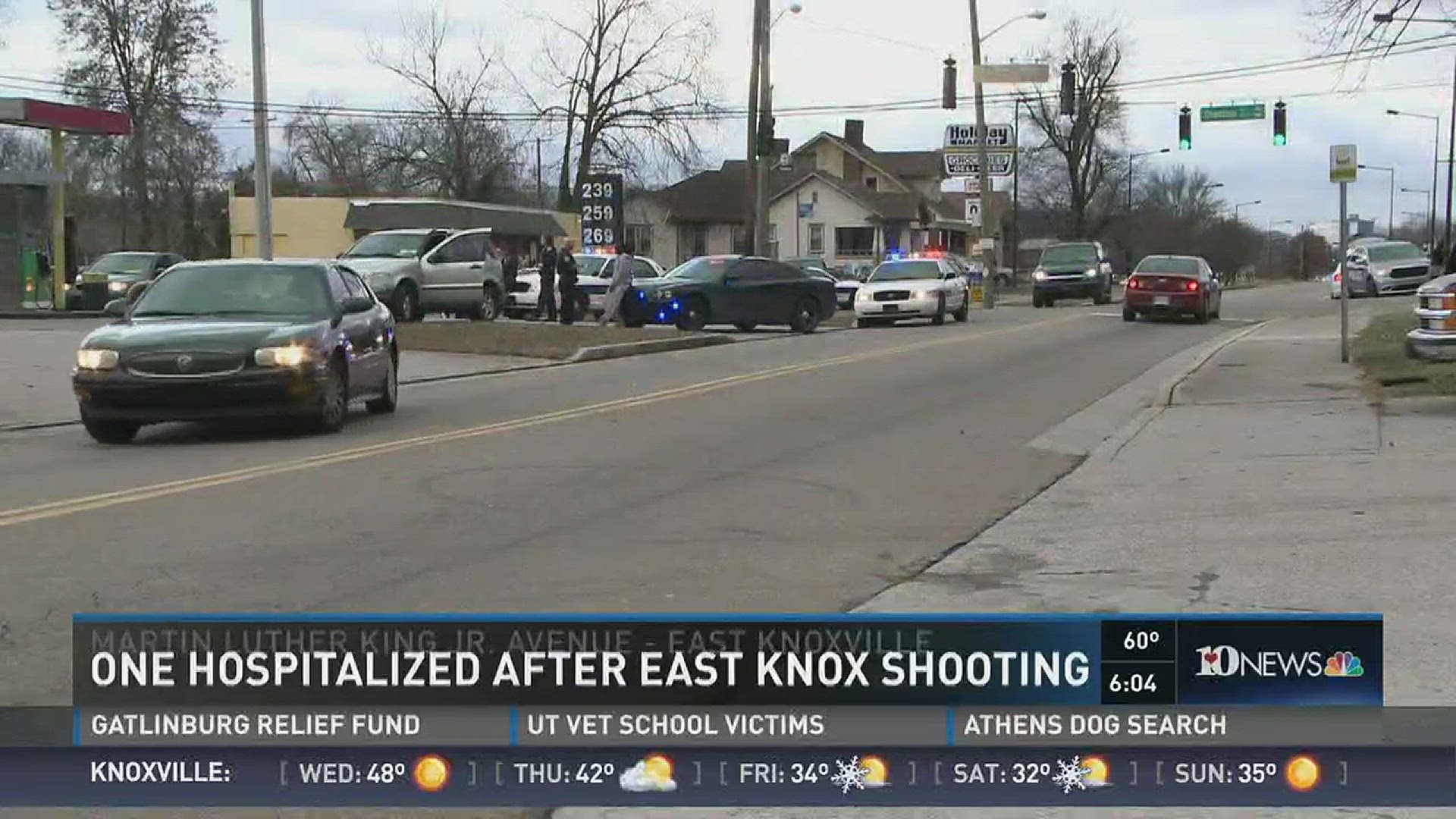 Jan. 3, 2017: Knoxville police say one person is in the hospital after a shooting at the corner of Martin Luther King Jr. Avenue and Chestnut Street.