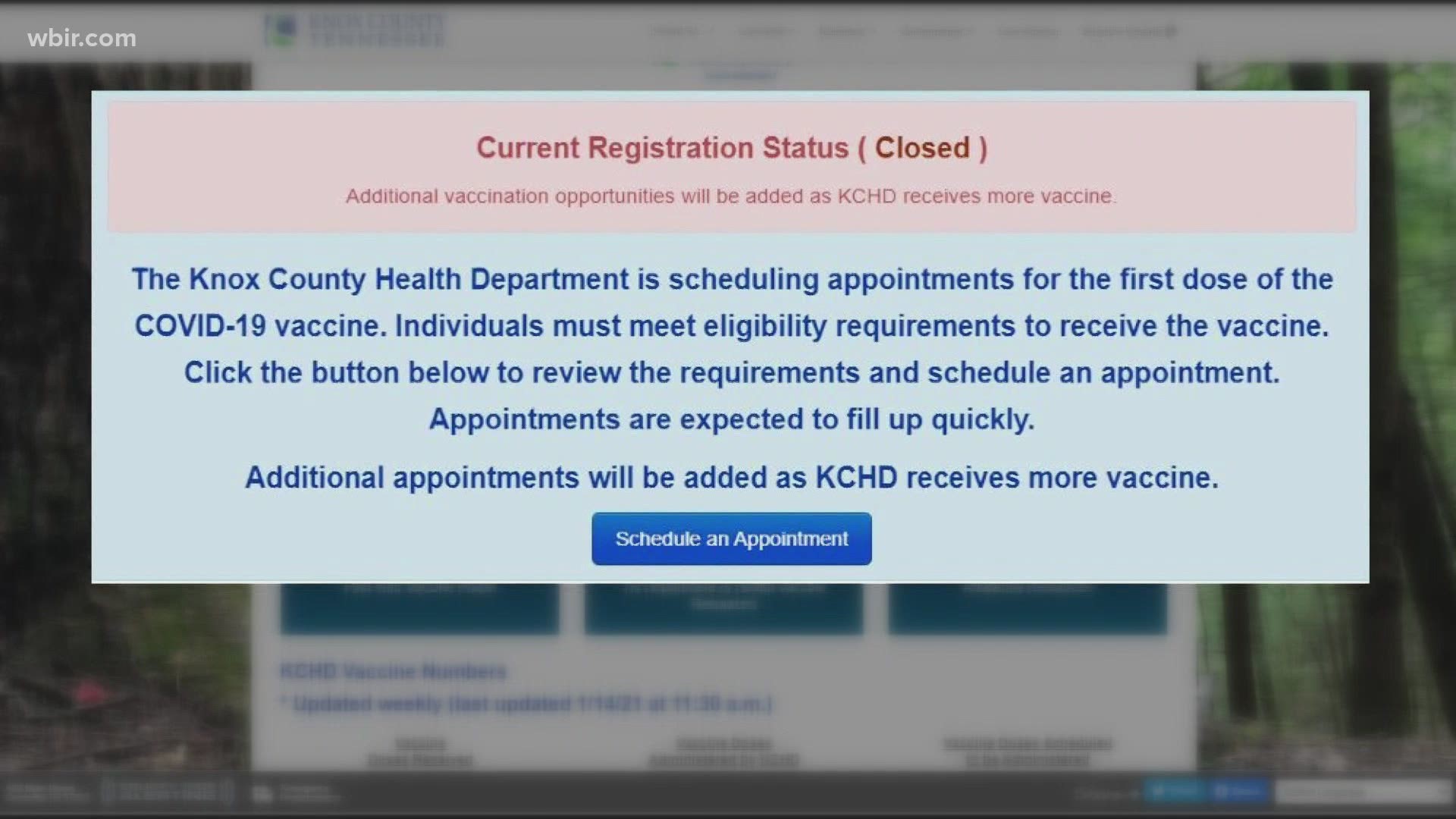 Vaccine appointment status