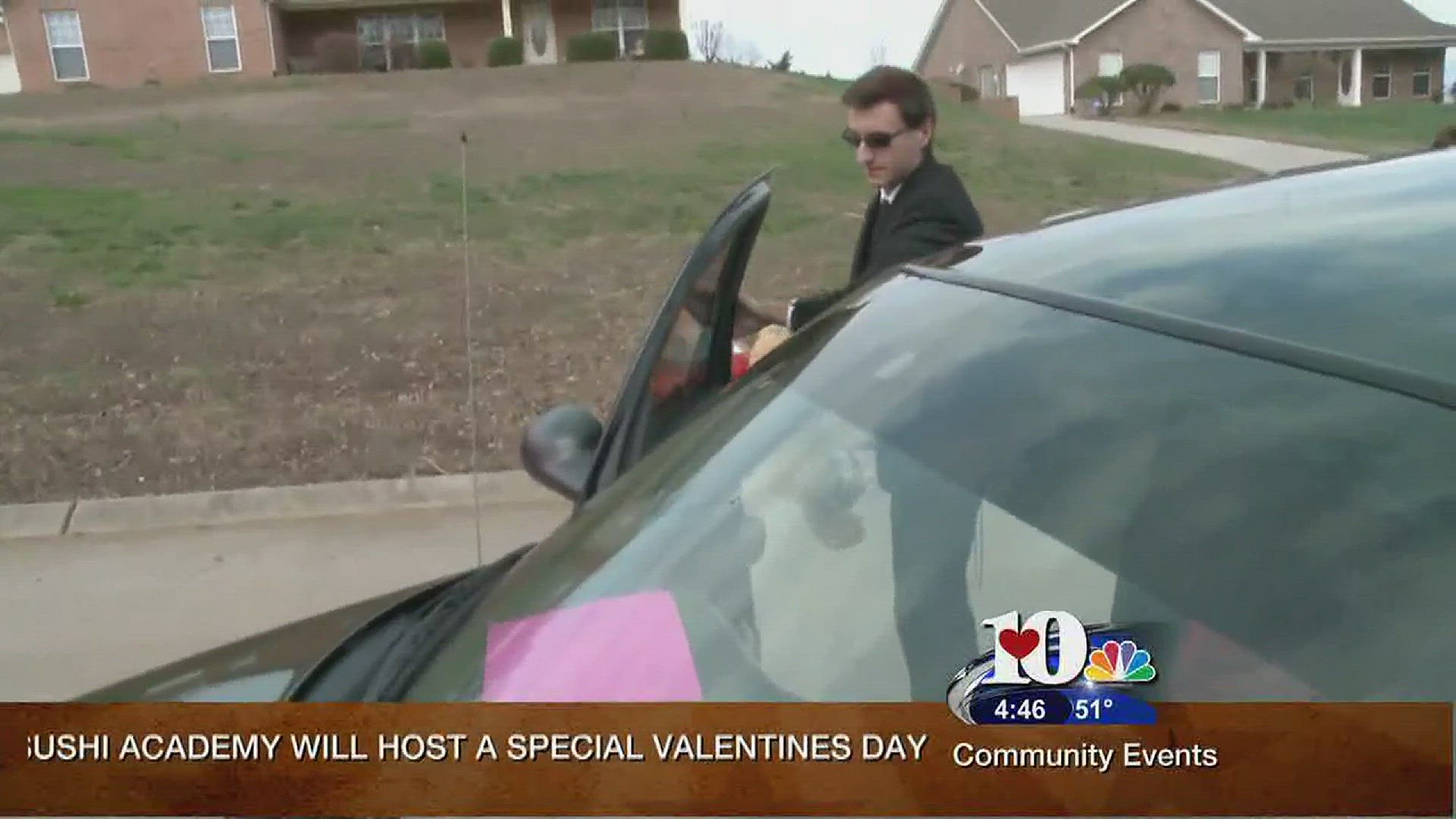 Local guys load up and deliver surprise Valentine's Day gifts to single women.