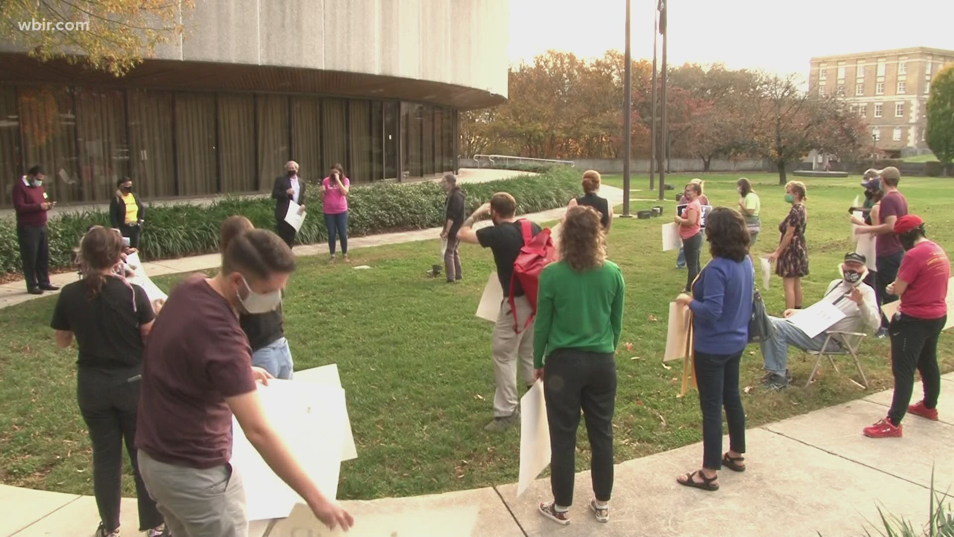 People in Knoxville gathered downtown, calling for every vote to be counted after the 2020 presidential election.