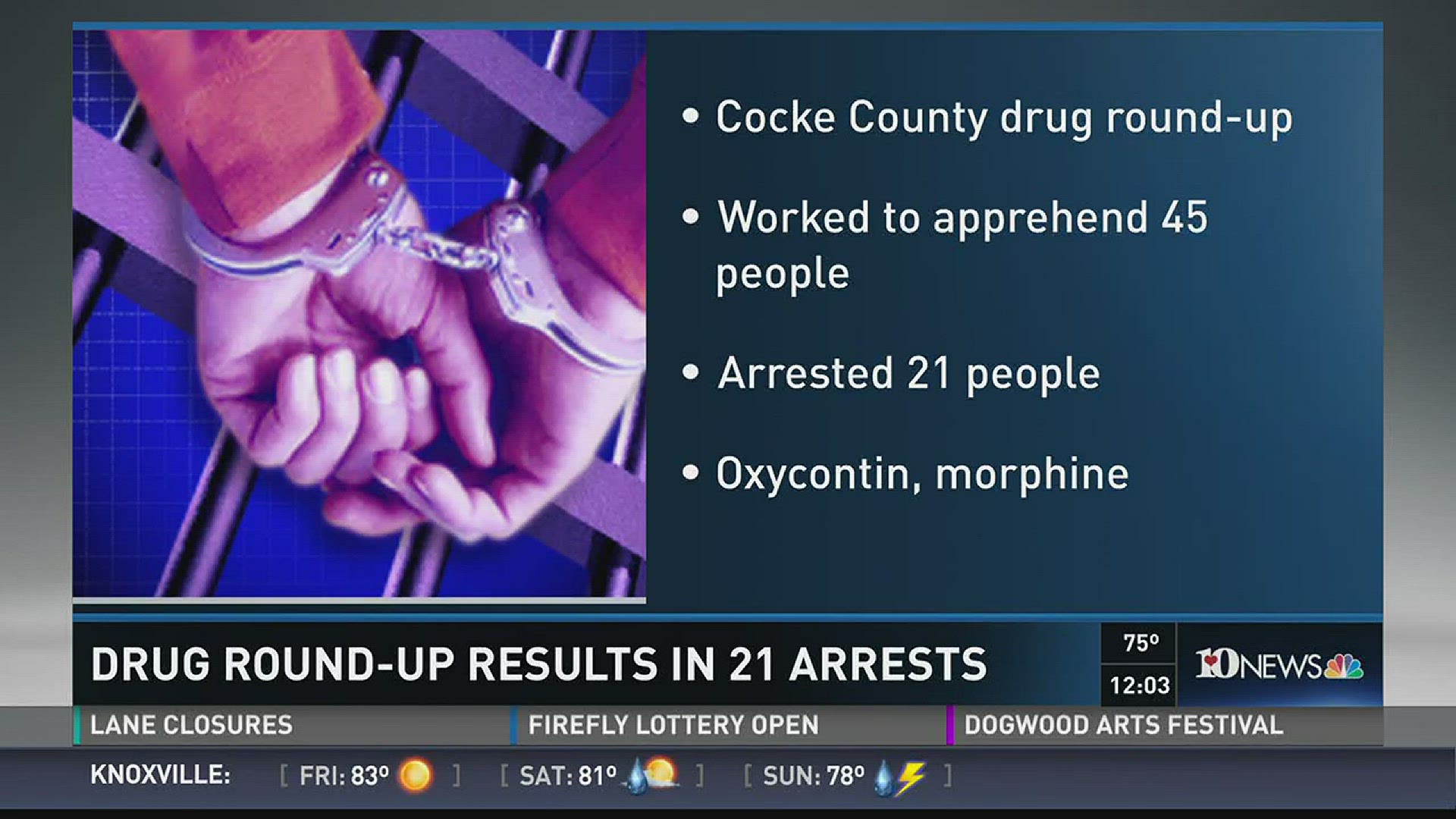 Authorities arrested 21 people in a Cocke County drug round-up