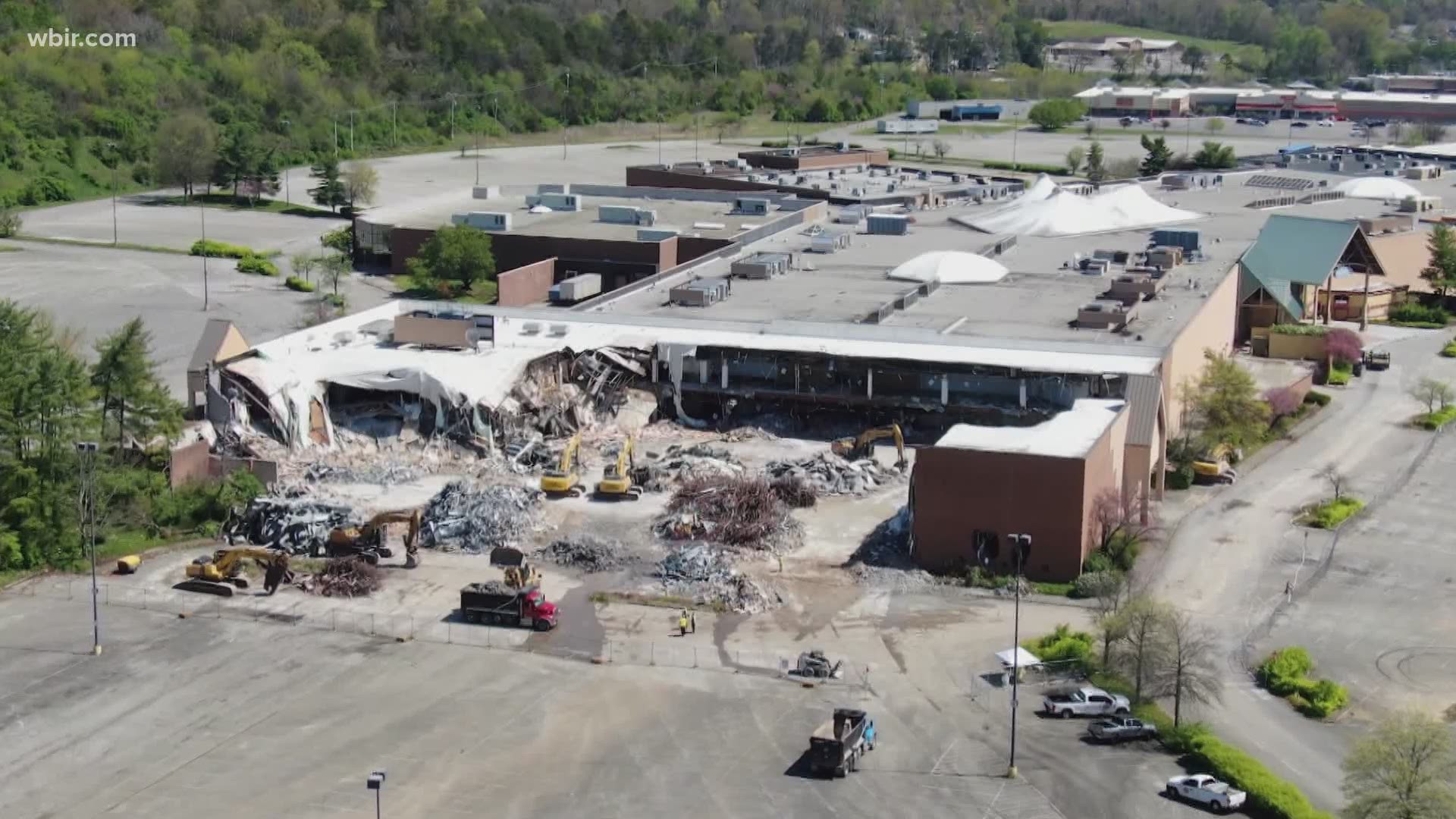 Demolition is underway on the former Knoxville Center Mall, set to be a new Amazon delivery station.