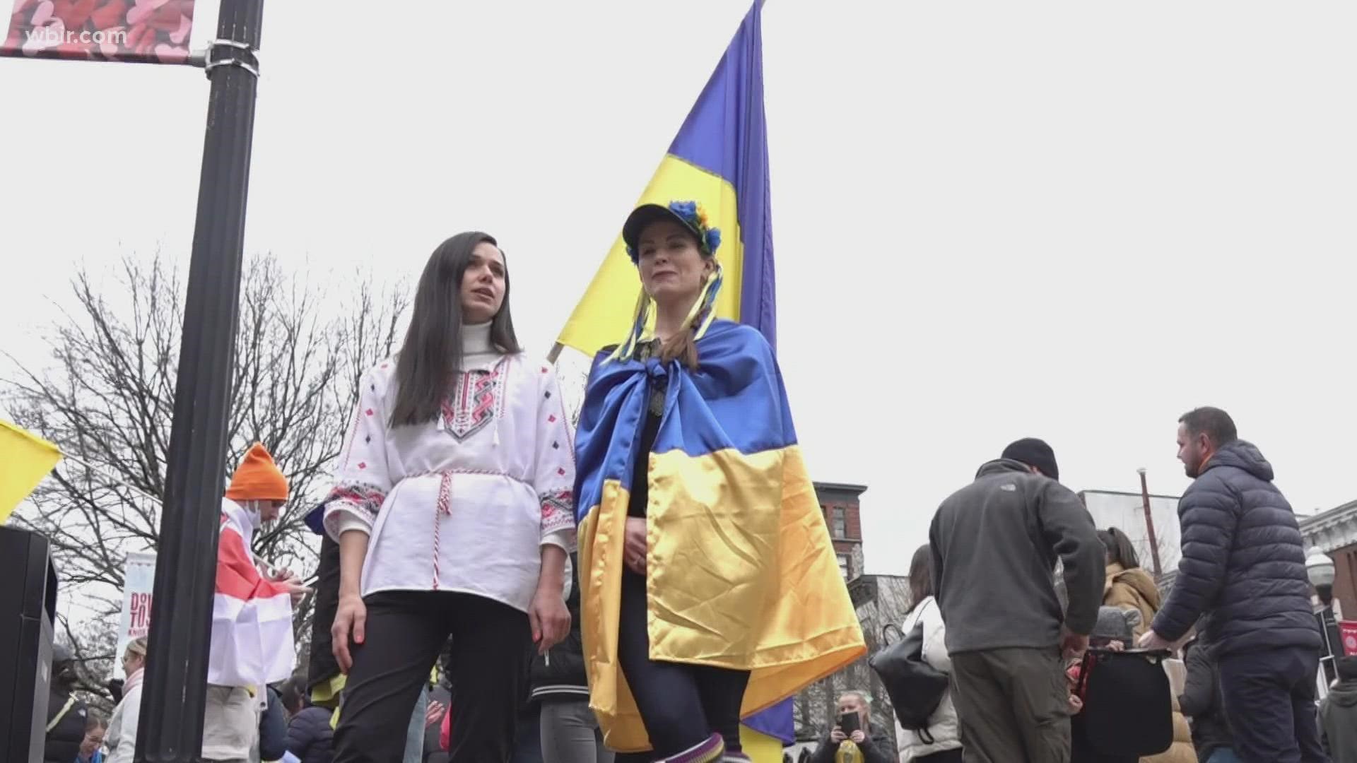 A number of demonstrations were held in Knoxville today protesting Russia's invasion of Ukraine.