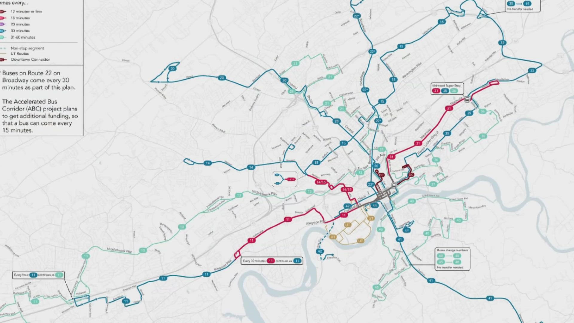 The draft shows how the KAT bus network could run differently within its existing budget.