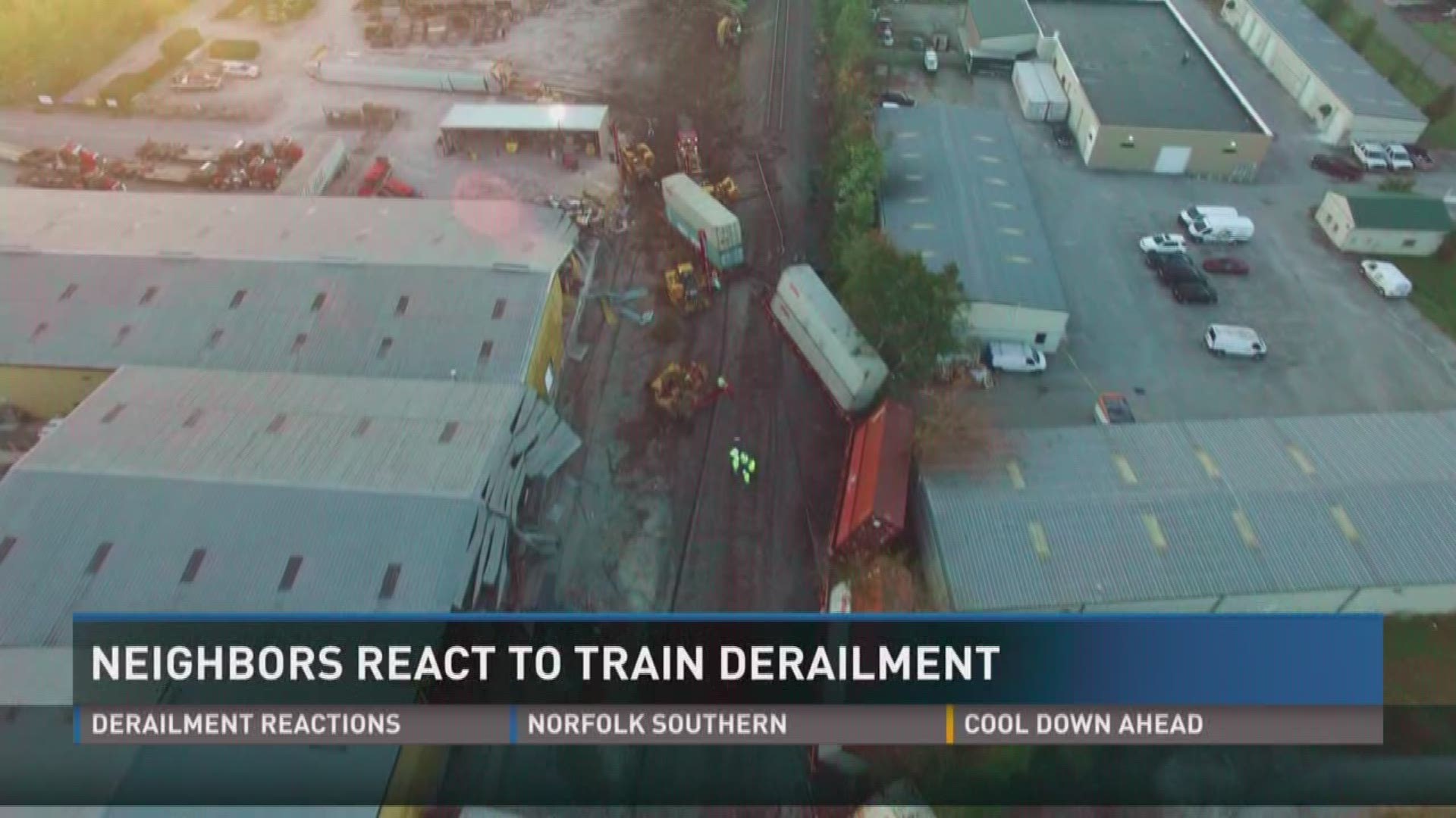 Train skids off tracks in North Knoxville Saturday evening, cleanup continues into Sunday. No injuries reported.